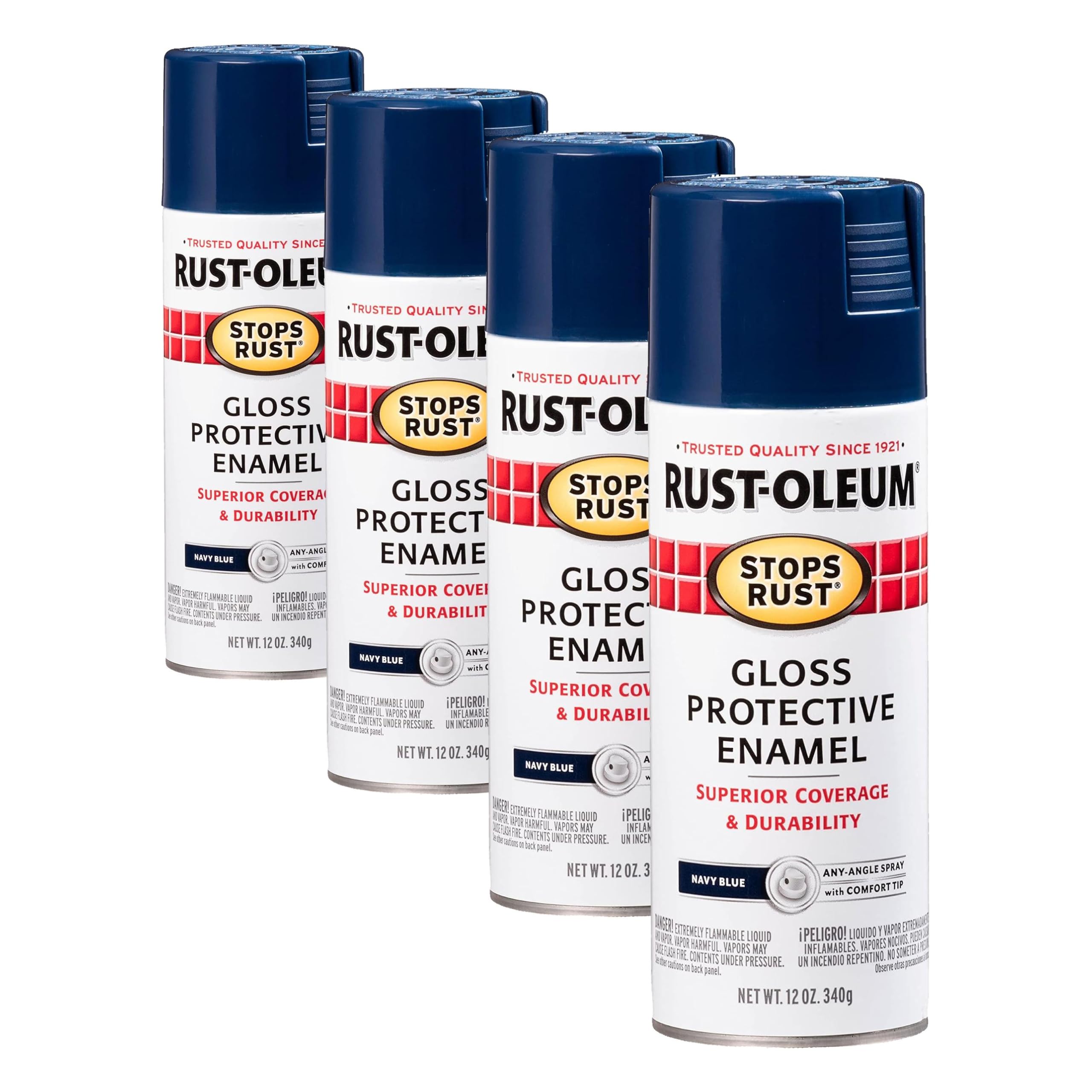 Rust-Oleum 7723830 Stops Rust Spray Paint, 12 oz, Gloss Navy (Pack of 4)