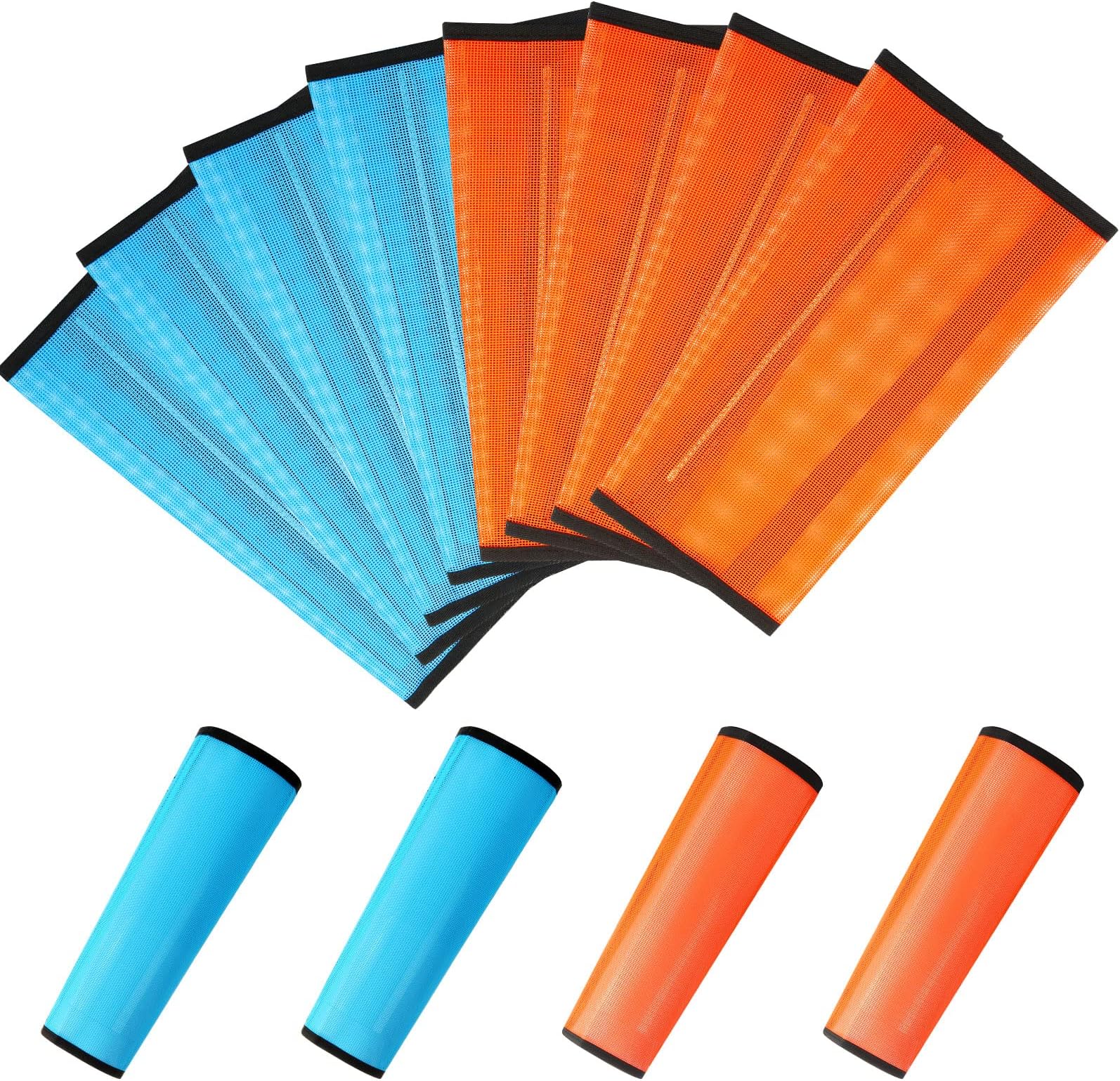 Set of 8 Mesh Fly Boots for Horse Loose Breathable Mesh Horse Boots Protective Horse Leg Wraps Horse Leggings for Preventing Flies and Mosquitoes Bites (Orange, Blue)