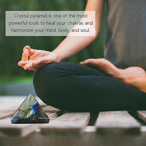 Miniatura 4 de Labradorite Pyramid Crystal Healing Stones - 1" Great Pyramid Figurine of Natural Stone Pyramid for Meditation, Reiki, Chakra Balancing and Crystal
