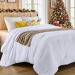 Utopia Bedding Edredom King acolchoado alternativo para todas as estações - Enchimento de edredom com abas de canto - Lavável na máquina - Edredom de cama - Branco