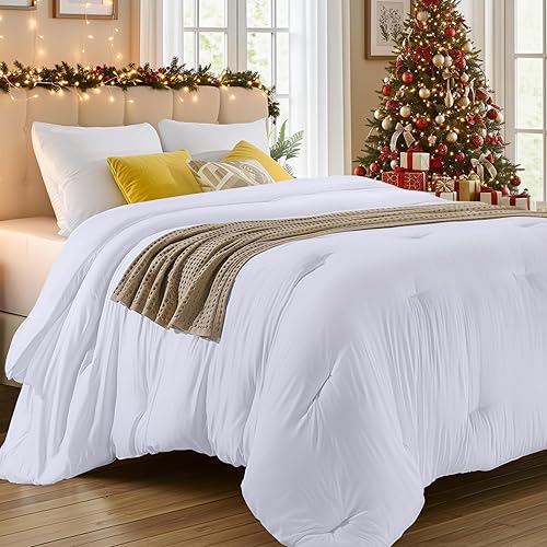 Utopia Bedding Comforters Queen Size, All Season Duvet Insert, Down Alternative Queen Comforter with Corner Tabs, Machine Washable Bed Comforter 88 x 88 Inches (White)