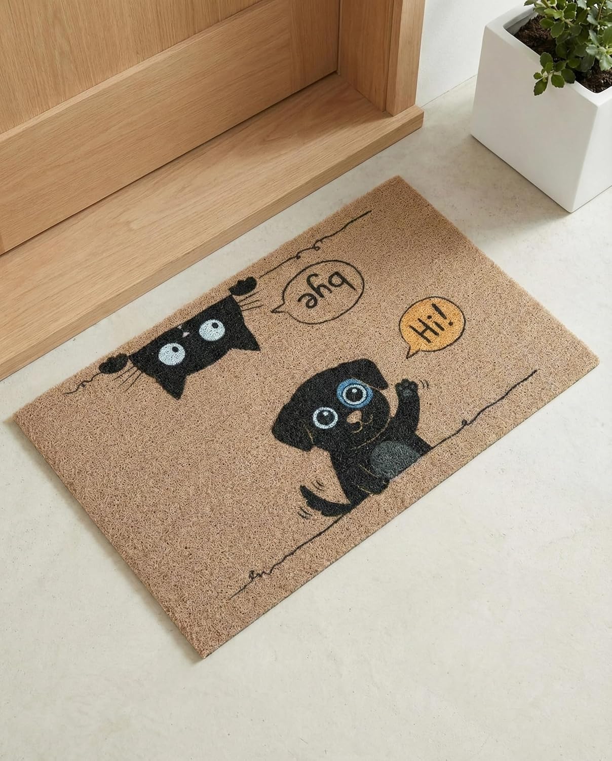 Welcome Mat 20x30 - Cute Dog & Cat Design Non-Slip Waterproof Entrance Doormat