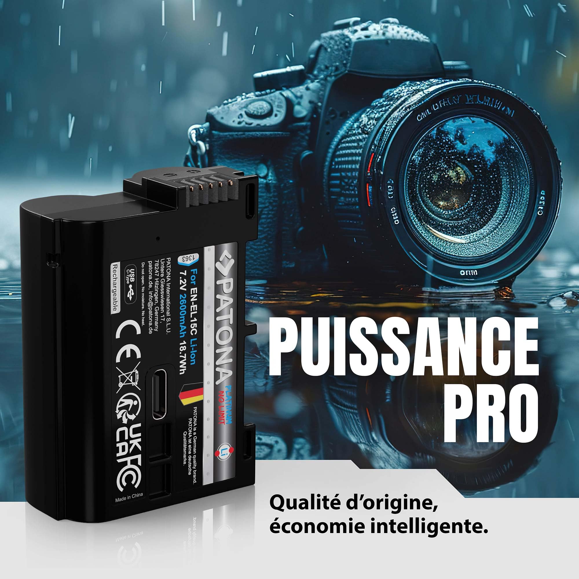 PATONA Platinum EN-EL15c Batterie 2600mAh USB-C pour Nikon Z8 Zf