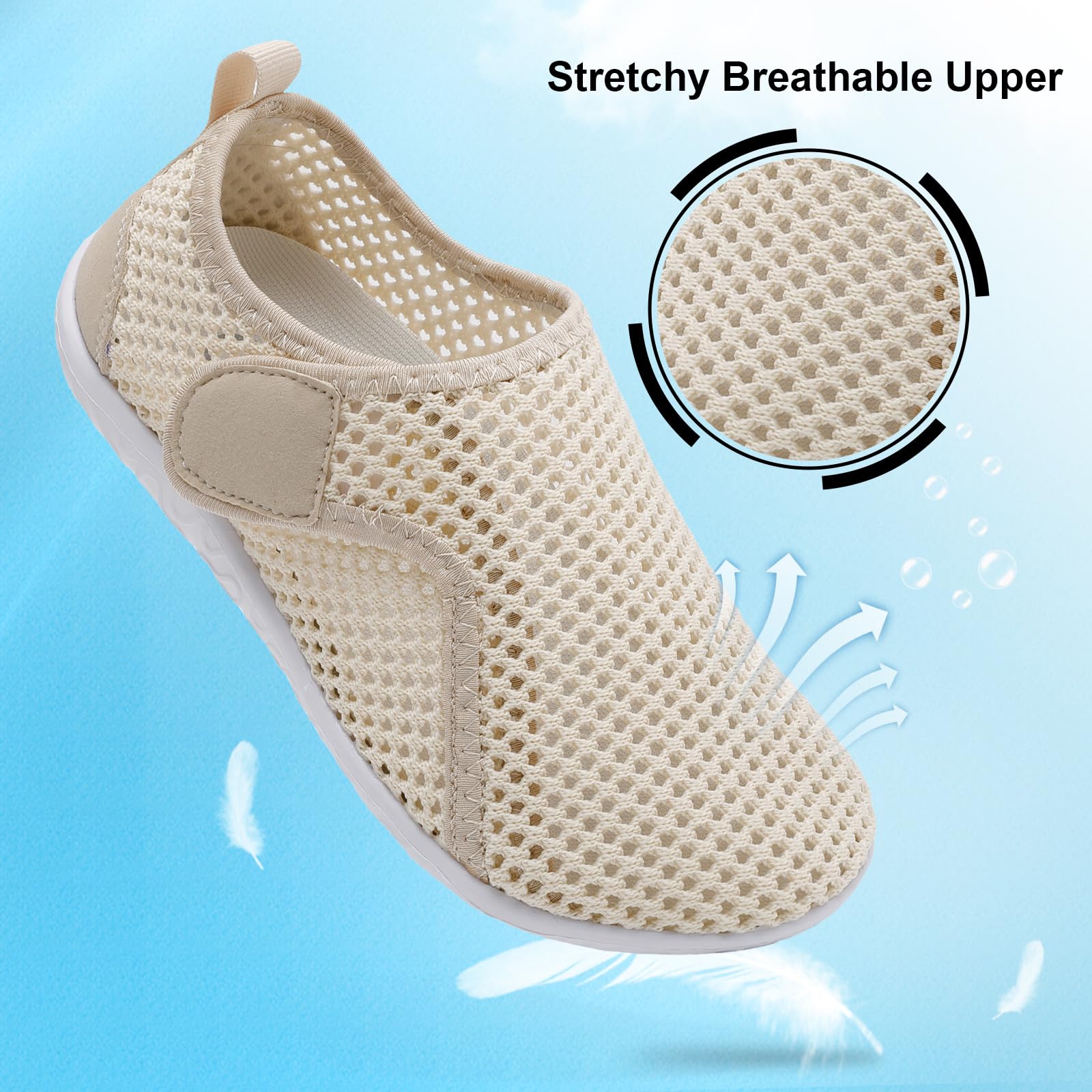 XIHALOOK Womens Beach Water Shoes Quick Dry Barefoot for Swim Pool Lake Kayaking Surfing Beige, 8-9 Women/6.5-7 Men