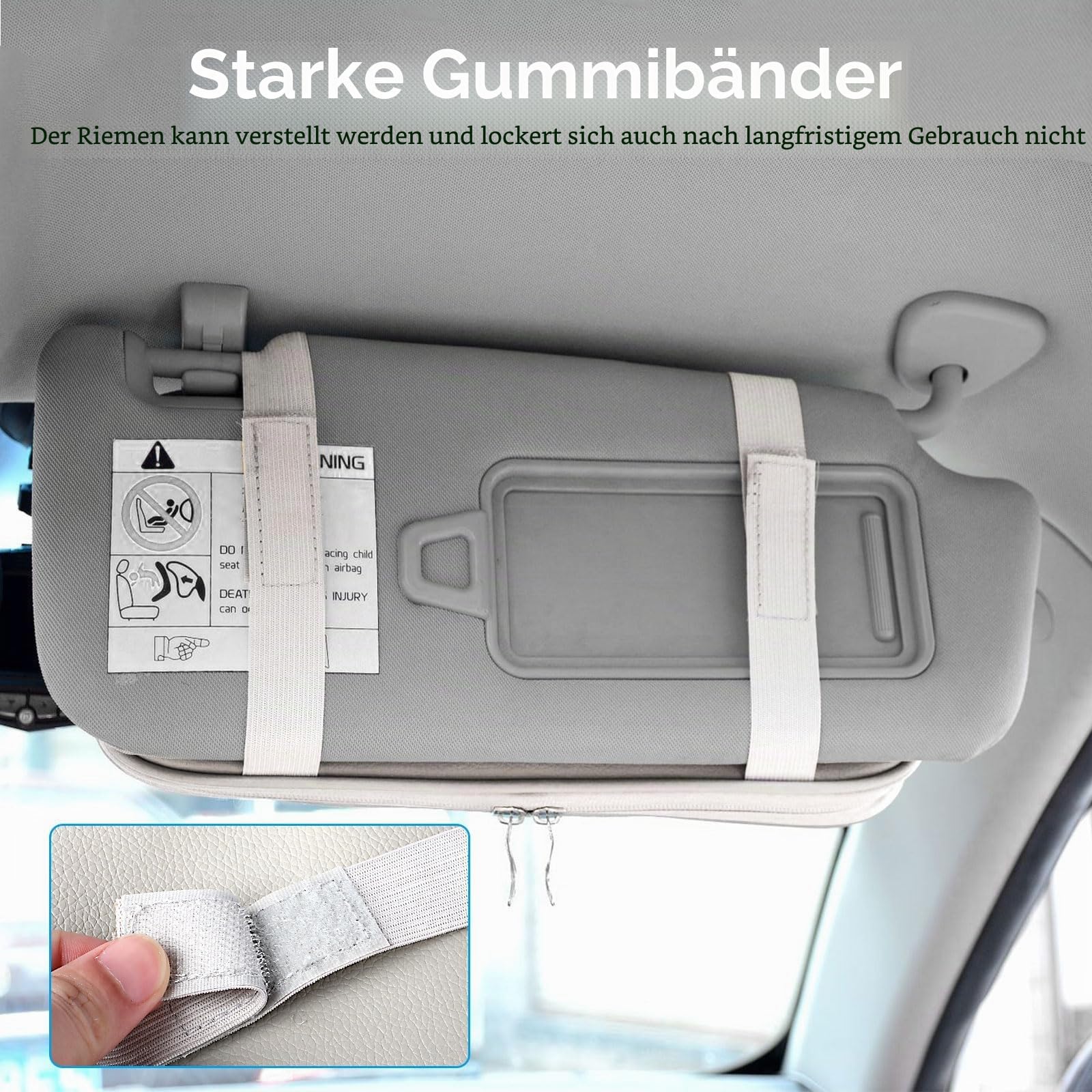 Linkstyle Auto Sun Visor Organizer, Leder Sonnenblende Organizer mit Brillenhalter für Auto, Aufbewahrungstasche für Karten Lizenzen Stifte Brillen