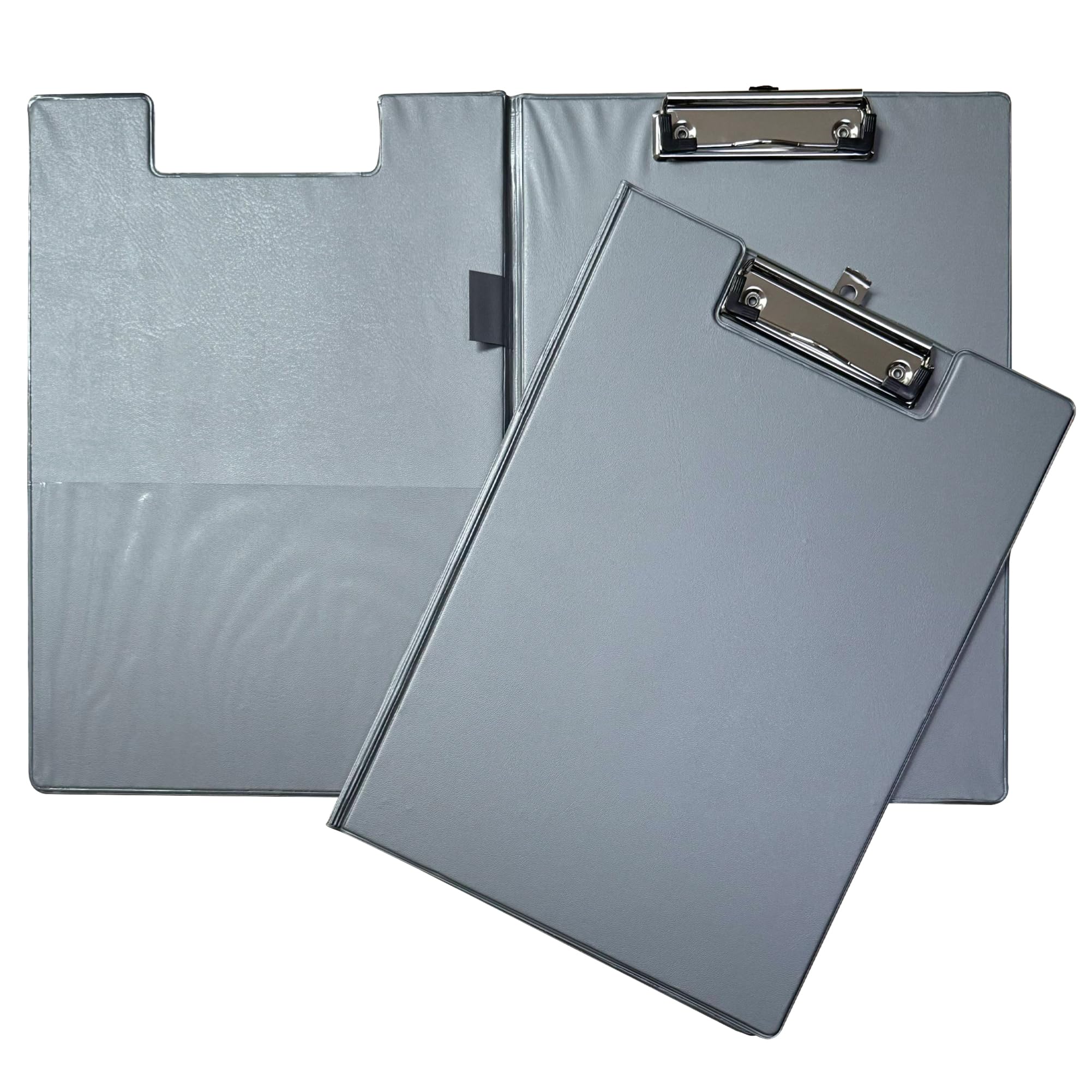 Janrax Grey Foldover Clipboard – A4 Folding Clipboard with Front Cover, Inside Pocket & Hanging Hook