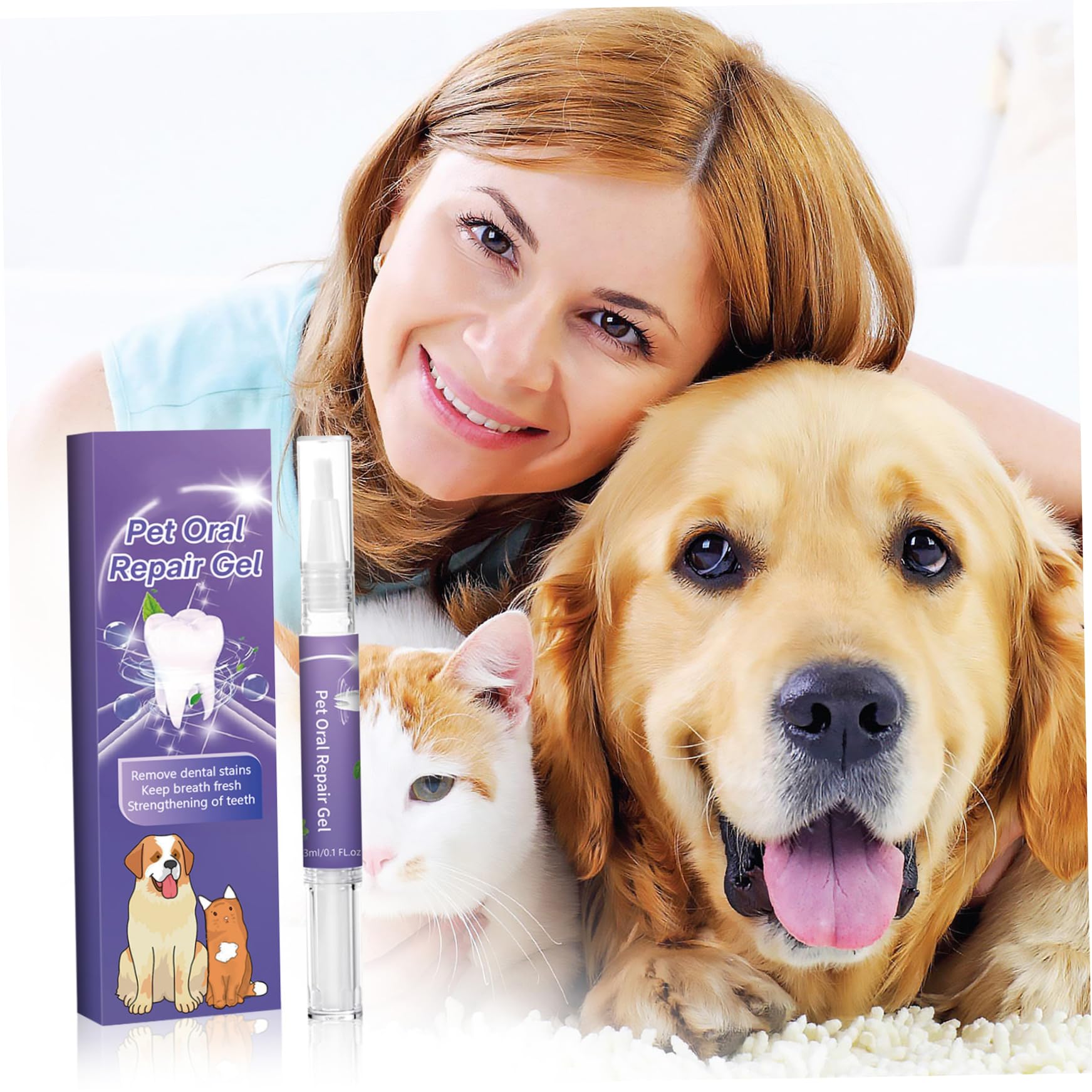 Dentifrice pour chat, 2 pièces Gel de réparation buccale pour animaux de compagnie, 20 g Gel réparation buccale pour animaux compagnie pour chiens chats Menthe Désodorisant Stylo à dents Enleve