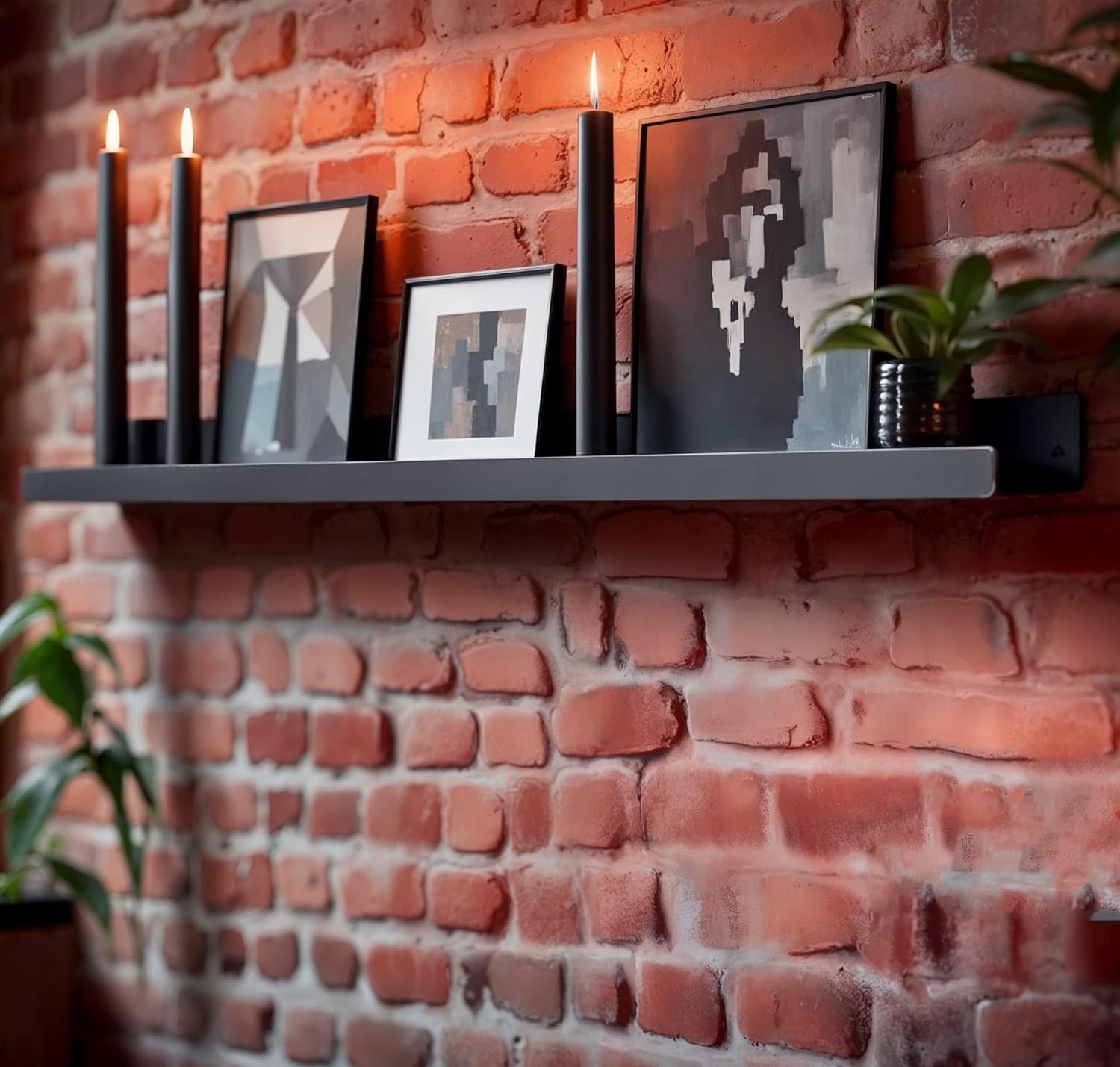 DIY CARTEL Made in USA Floating Metal Wall Shelf Picture Ledge - USA Manufactured Steel - Industrial Heavy Duty Modern Farmhouse Rustic Designed Shelf (48in Black)