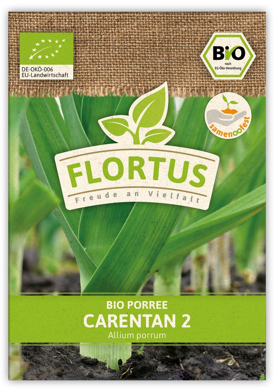 FLORTUS 2000-0501-100x Lauch-Porree Carentan 2 (100 Stück) (BIO Lauchsamen)