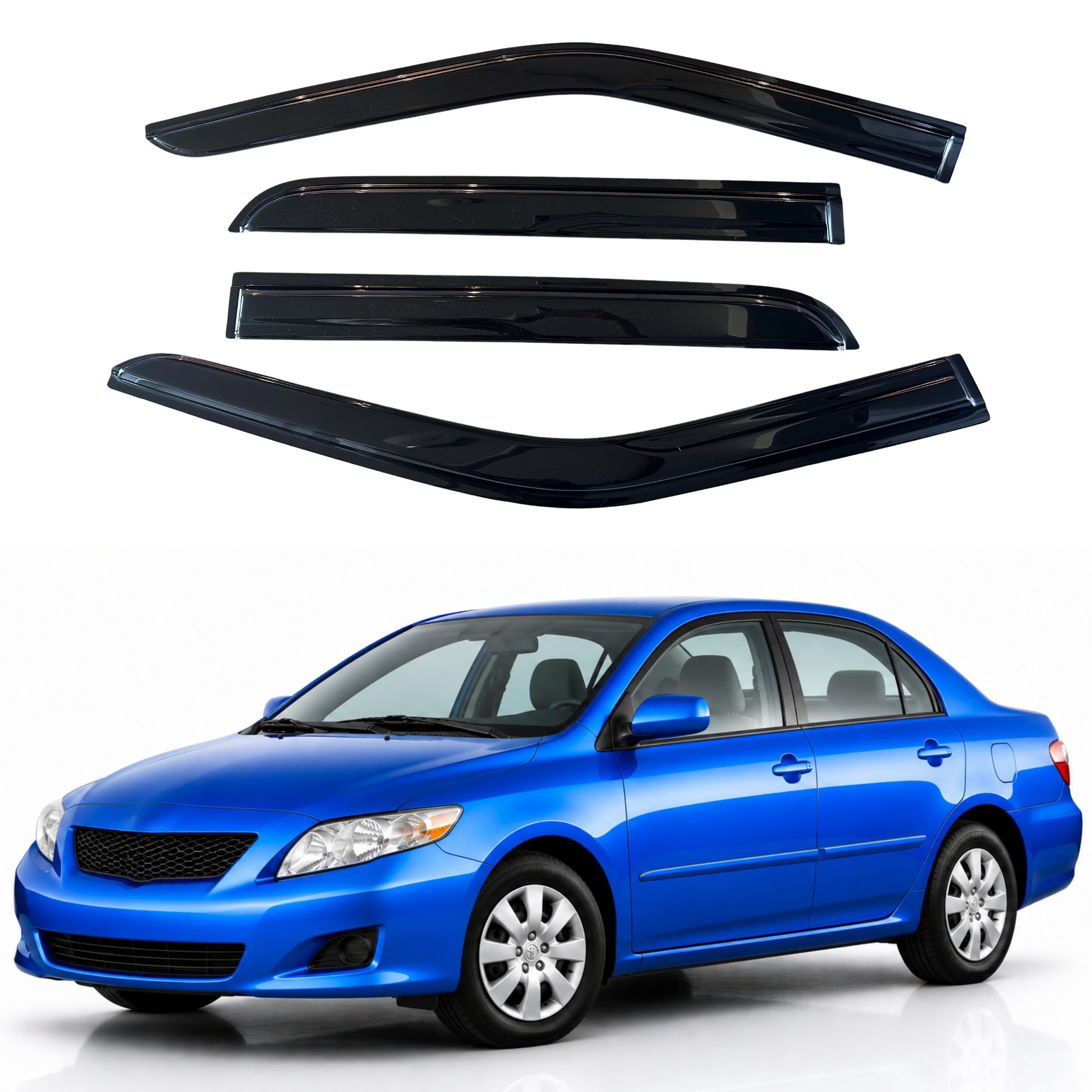 IG Window Visors Fit for 2009-2013 Toyota Corolla, Out-Channel Rain Guards Vent Wind Deflectors 4PC, Car Accessories for 03-08 Corolla