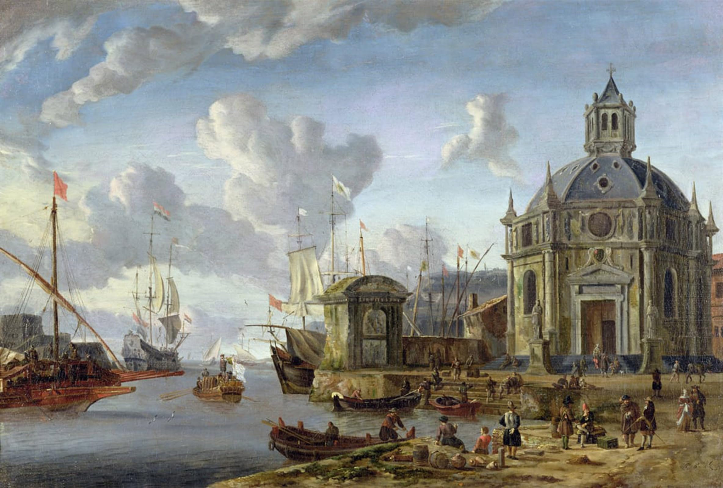 HRJUBWREE Oil Painting Prints on Canvas Painting Picture Famous Painting by Abraham Storck Artwork Canvas Prints for Office Decor 60x90cm