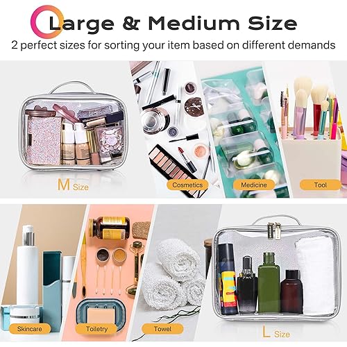 Miniatura 3 de BYOOTIQUE AW 420D - Neceser de viaje de nailon transparente, portátil, ligero, transparente, organizador de almacenamiento de cosméticos, piscina,