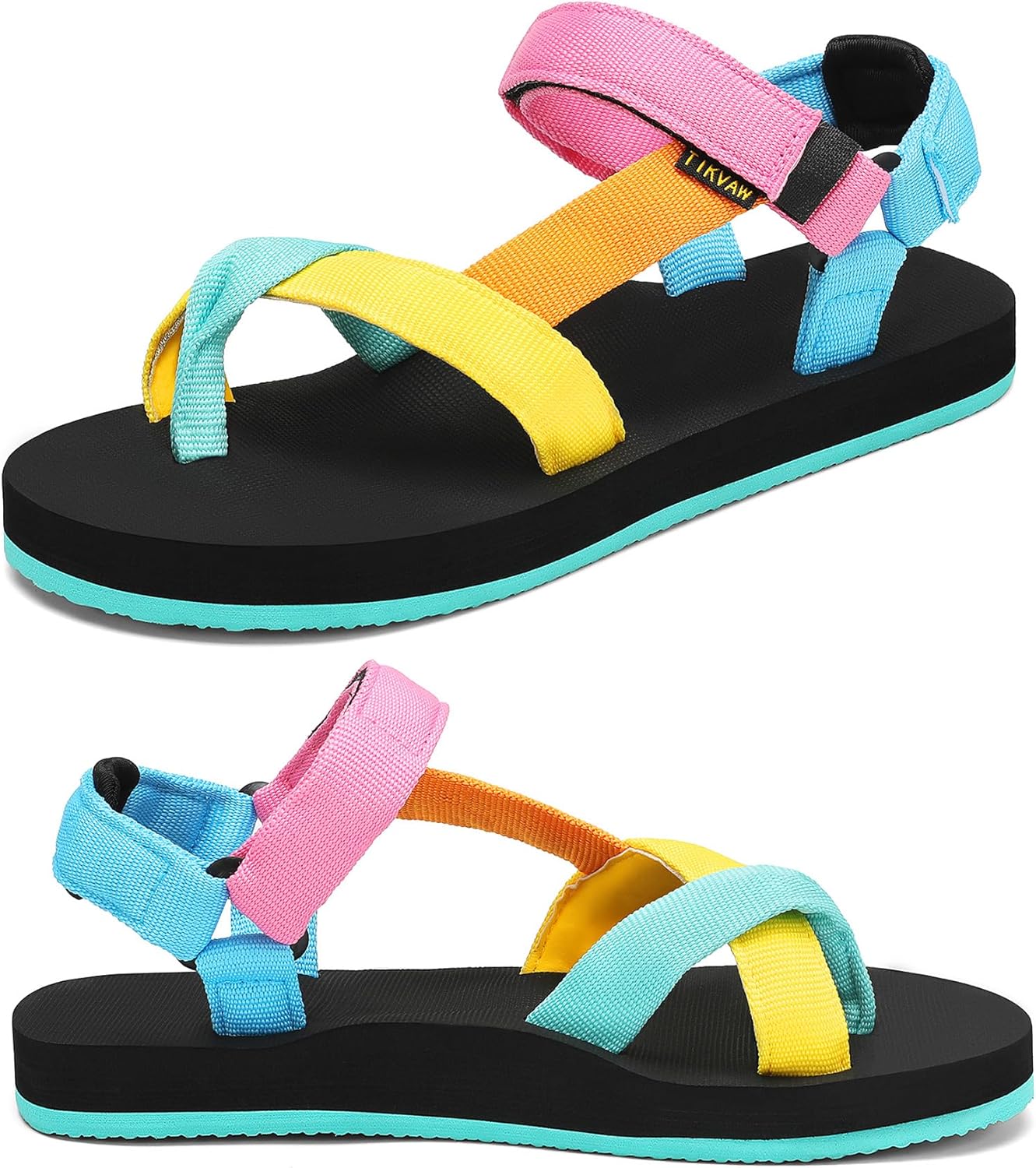 Sport walking water sandals with arch support and adjustable straps.
