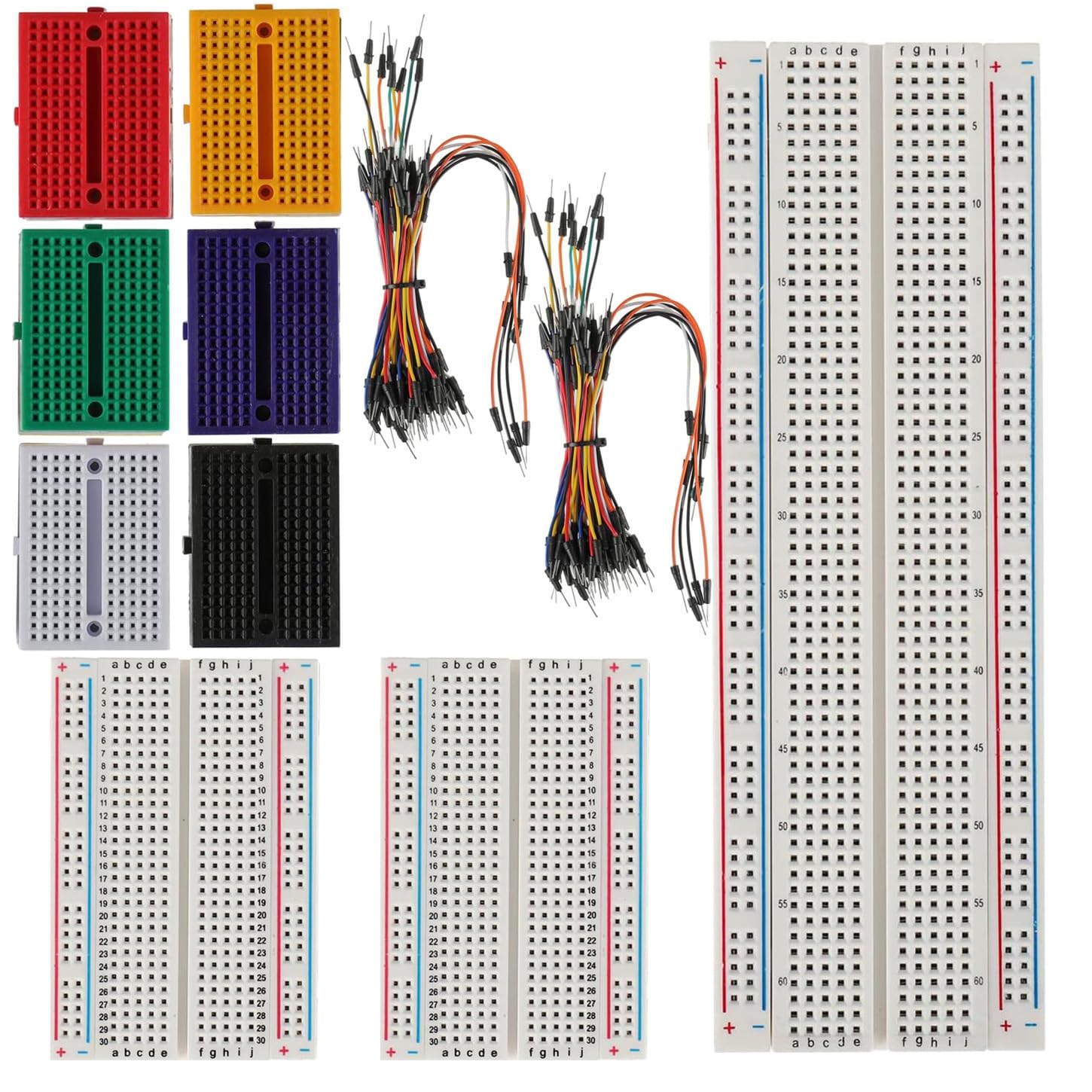 GTIWUNG Basetta Piastra Sperimentale Breadboard Kit, 9 Pezzi 170 & 400 & 830 Punti Mini Breadboard + 130 Pezzi Cavetti Jumper Filo Multicolore Wire
