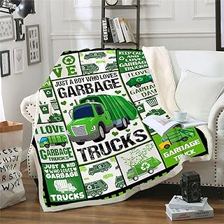Just A Boy Who Loves Garbage Trucks Blanket, I Love Garbage Trucks Gifts Blanket for Boys Kids, Soft Cozy Warm Lightweight Throw Blanket for Living Room Couch Bed Sofa 60â€x50â€