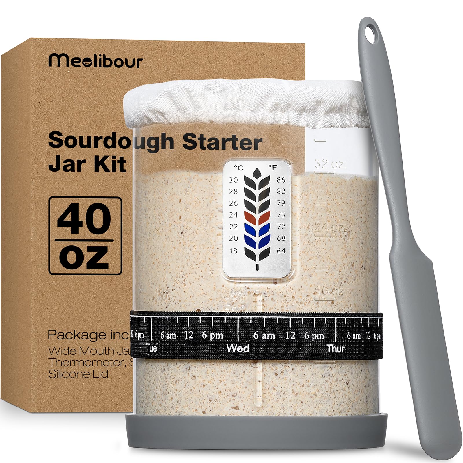 Meolibour Premium Pro Sourdough Starter Jar