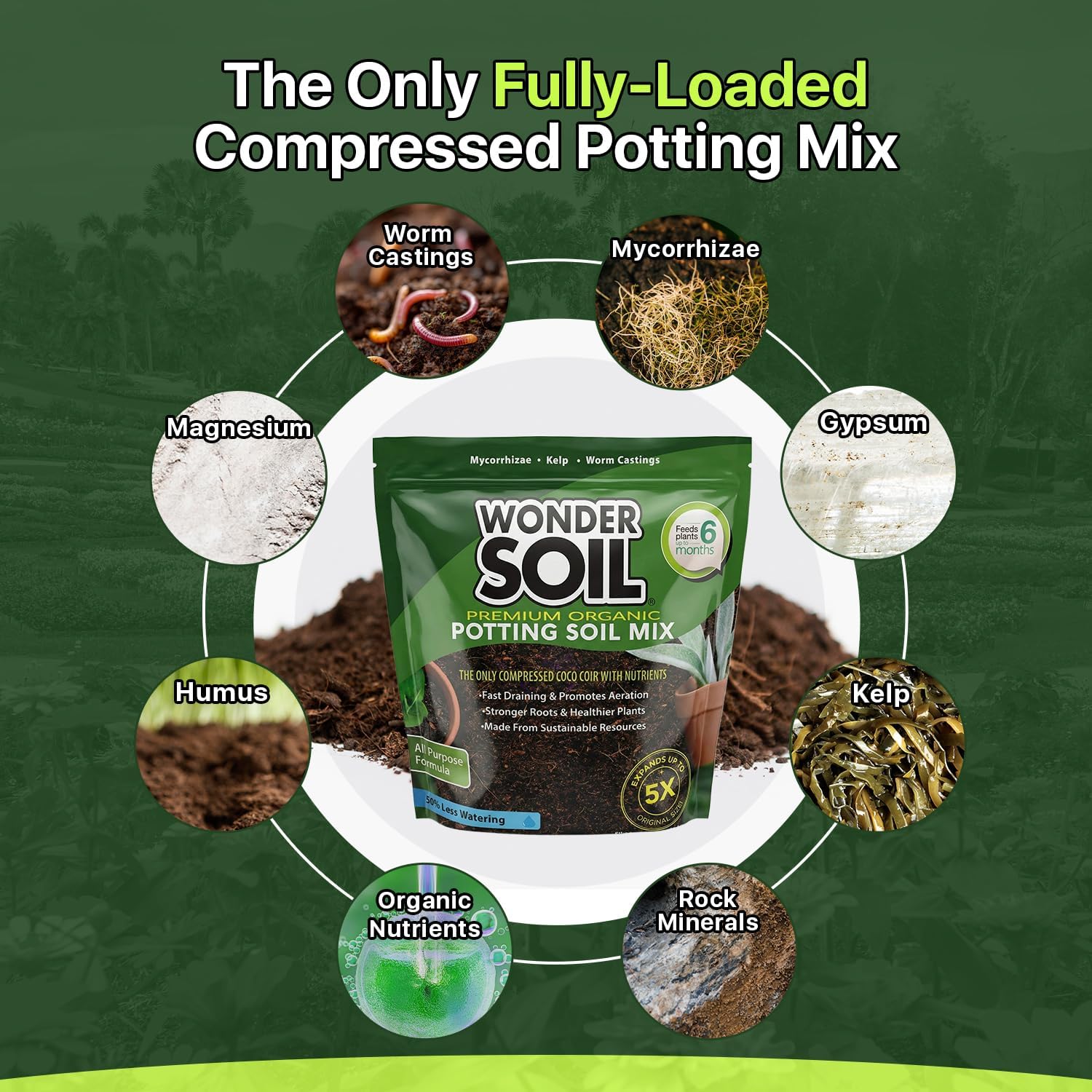 WONDER SOIL | Organic Potting Soil | 12 QUARTS of Ready to Plant Coco Coir Fully Loaded with Nutrients | 3 LBS Bag Expands to 12 Quarts of Indoor Outdoor Soil | Incl Worm Castings, Perlite - Image 2