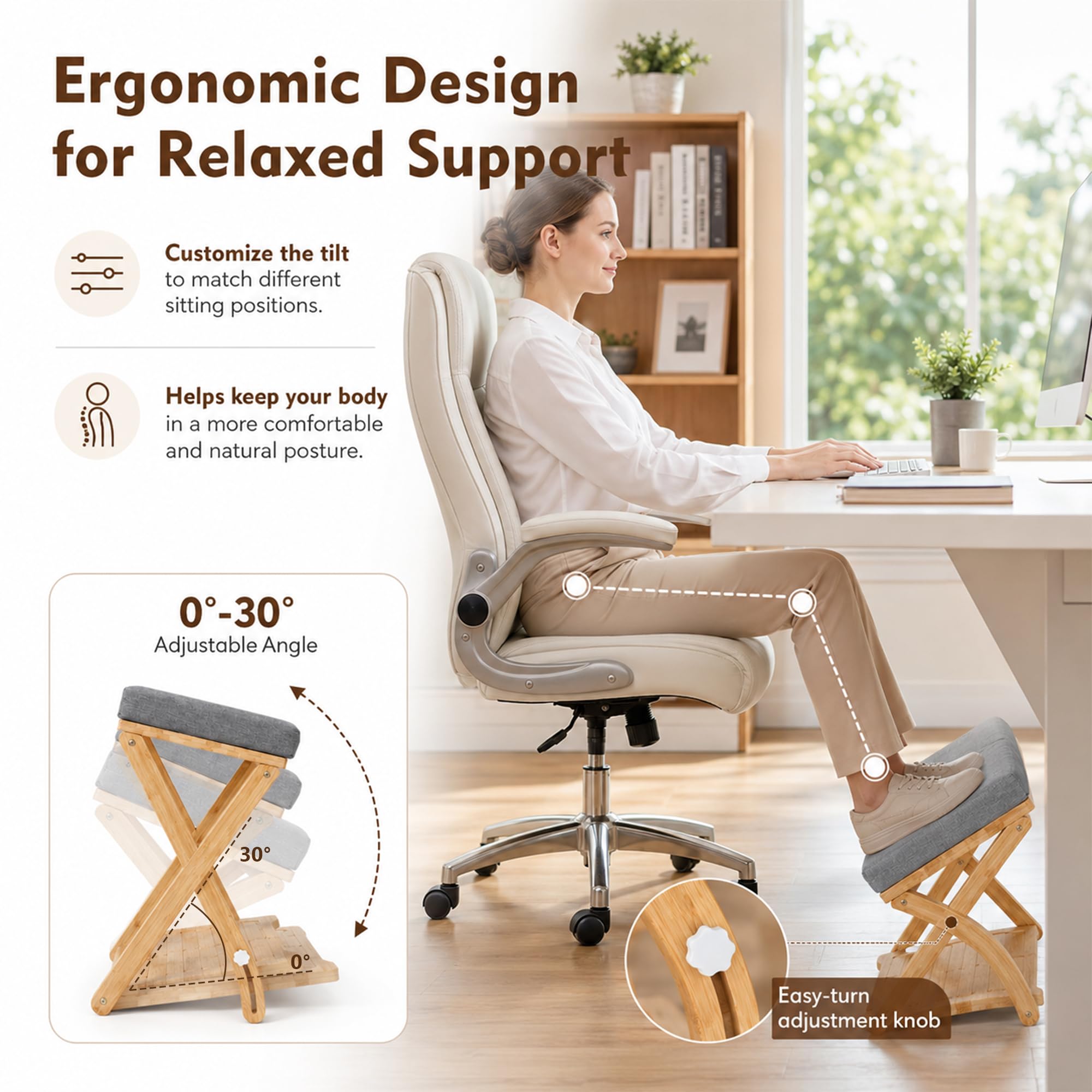 Fußstütze Schreibtisch,Winkelverstellung 0 bis 30° Ergonomisch