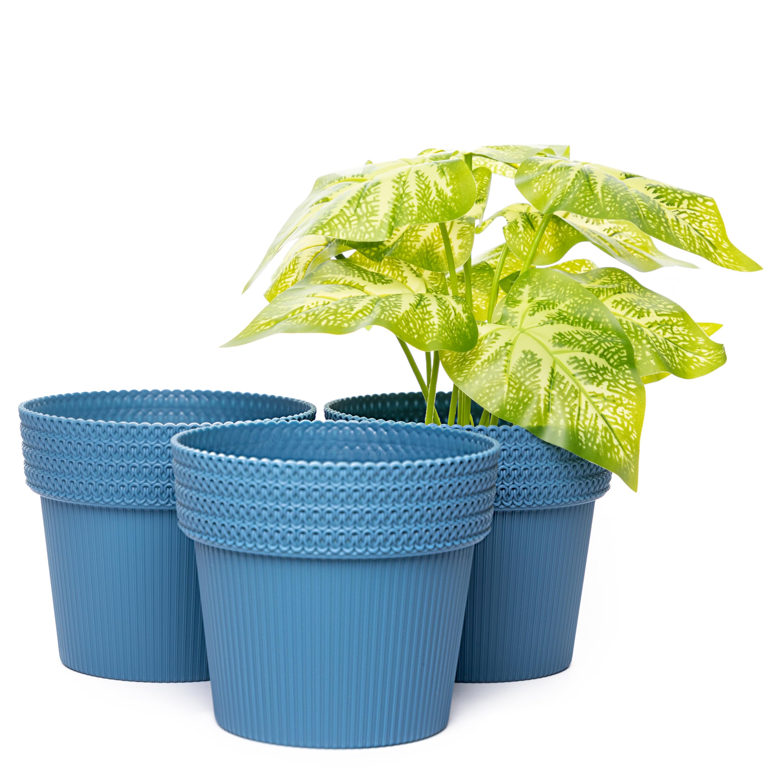 Home Garden Ornaments Blue Plant Pots Indoor – Indoor Plant Pot For Home And Garden, Decorative Pola Flower Pots Set Of 3 (Diameter: 14.5Cm, )