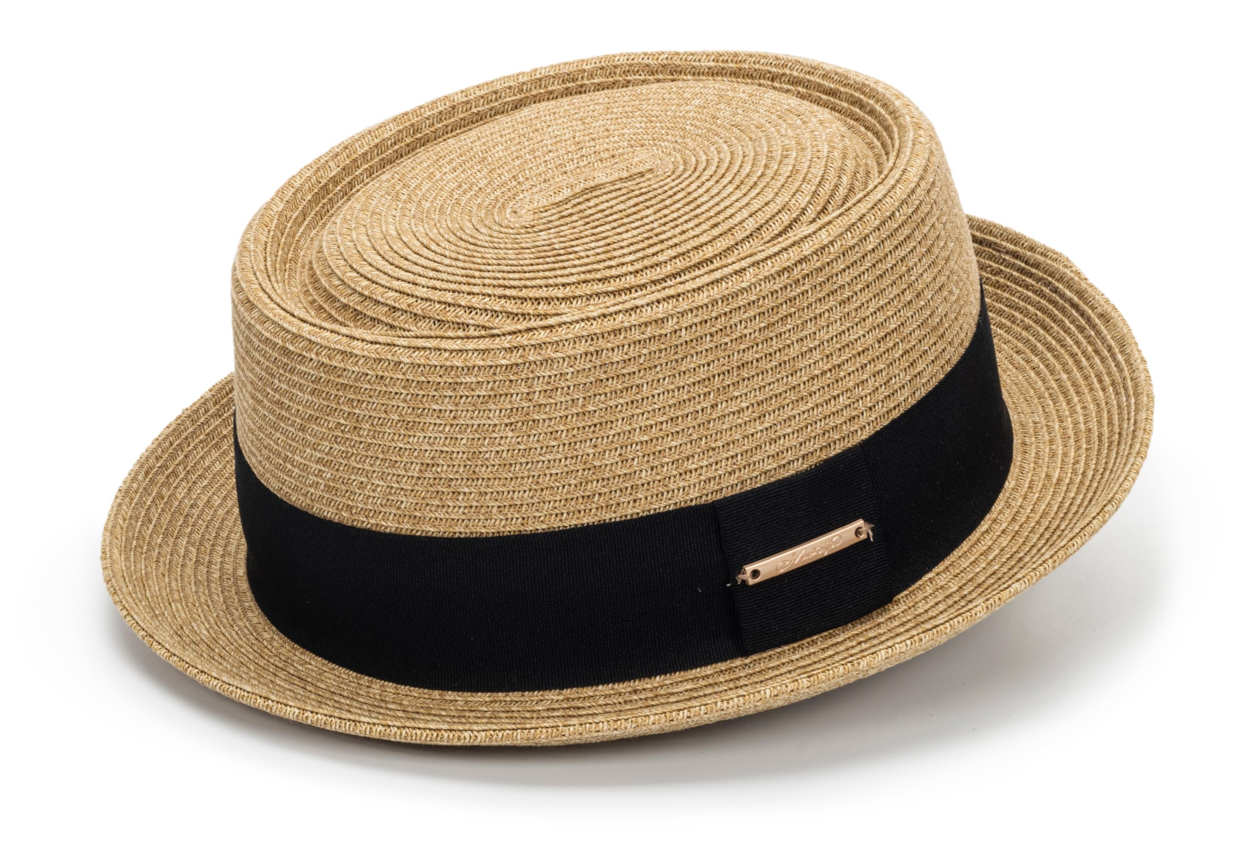 Straw Pork-Pie Fedora-Hat for Women-Men Spring-Summer - Boater Derby Sun Hat with Bowknot
