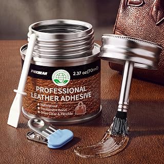 Professional Leather Glue with Brush Cap for Couch Repair & Furniture | Waterproof Clear Flexible Repair Adhesive for Leather Seats, Jackets & Shoes - Fixes Tears, Cracks & Peeling 2.37 fl oz