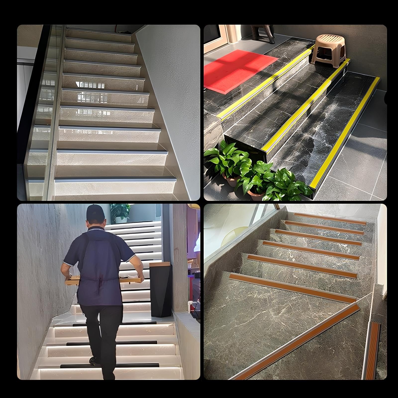 10m Perfil De Borde De Escalera Antideslizante De Goma Para Peldaños, Autoadhesivo Protector De Borde De PVC Tiras Protectoras Para Interiores Y Exteriores(Yellow,5cmx2.5cmx10m)