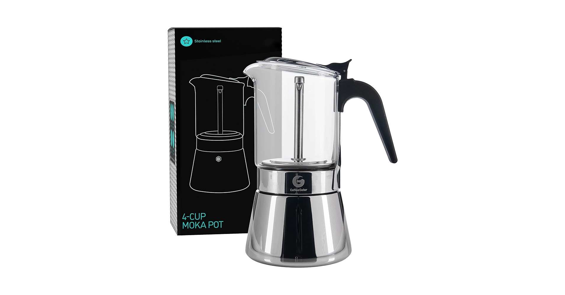 moka✕4 Amazon.com: Coffee Gator 4 Cup Moka Pot, 6.7oz Stovetop