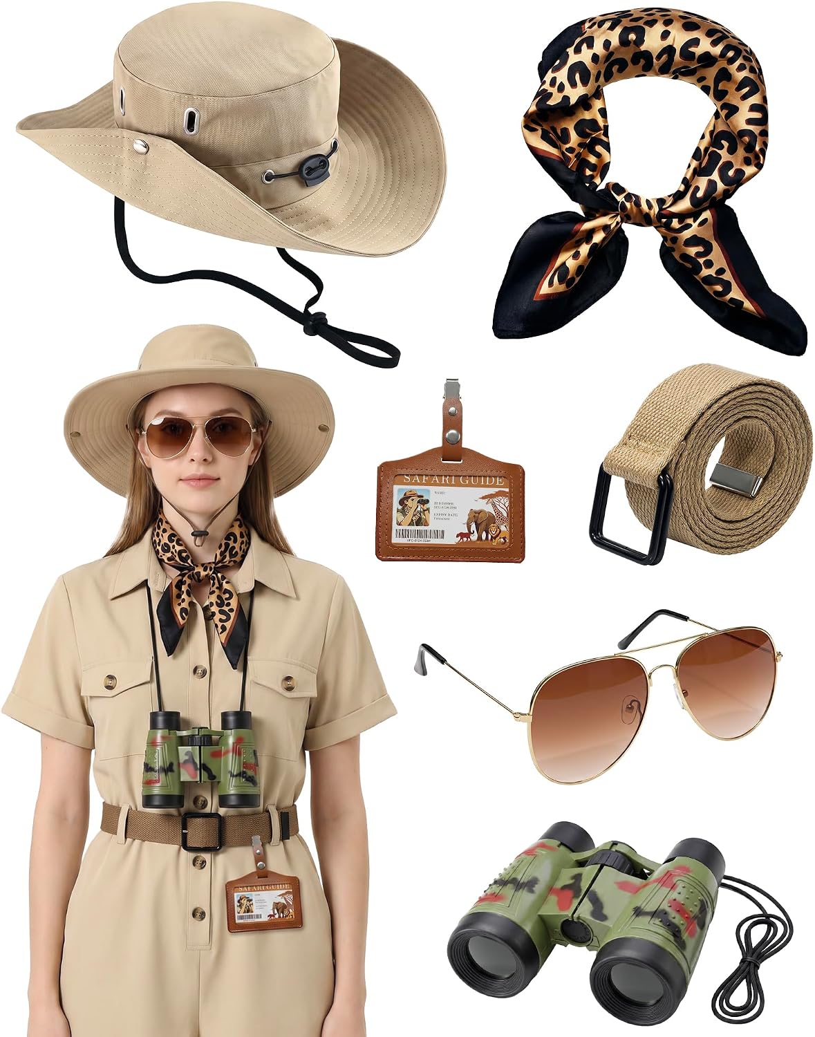 Safari Costume for Women Zoo Keeper Costume with Safari Hat Accessories