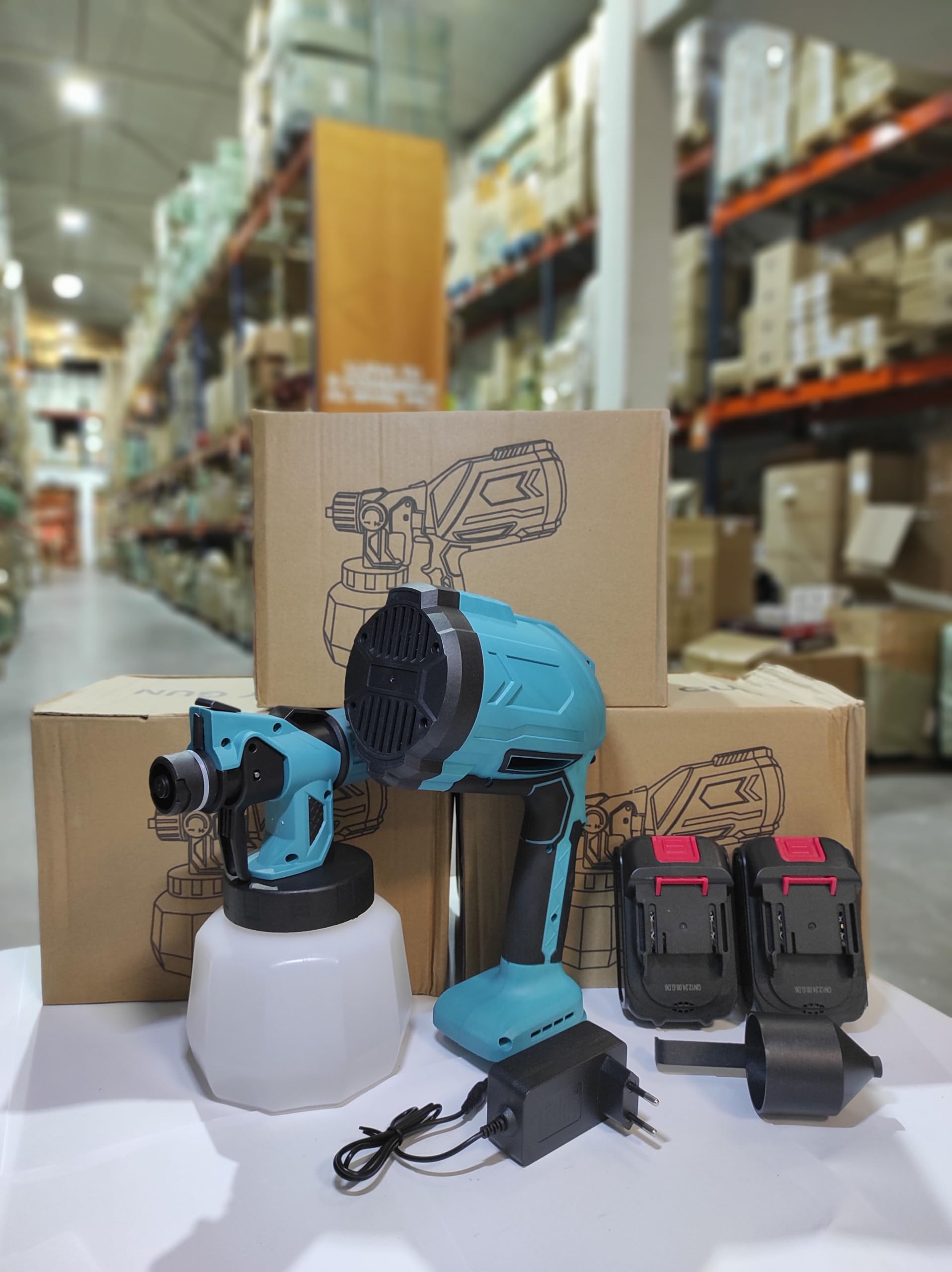 MayMax Pistola de Pintar Electrica Inalambrica con Doble Bateria - Pulverizador de Pintura Portatil Recargable para Paredes Muebles Vallas Interior y Exterior