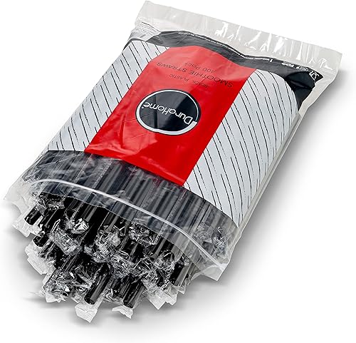 Miniatura 4 de Pajitas de batido negras jumbo extra anchas envueltas individualmente, paquete de 100 unidades, licuado de 0.47 pulgadas, sin BPA, popote de té