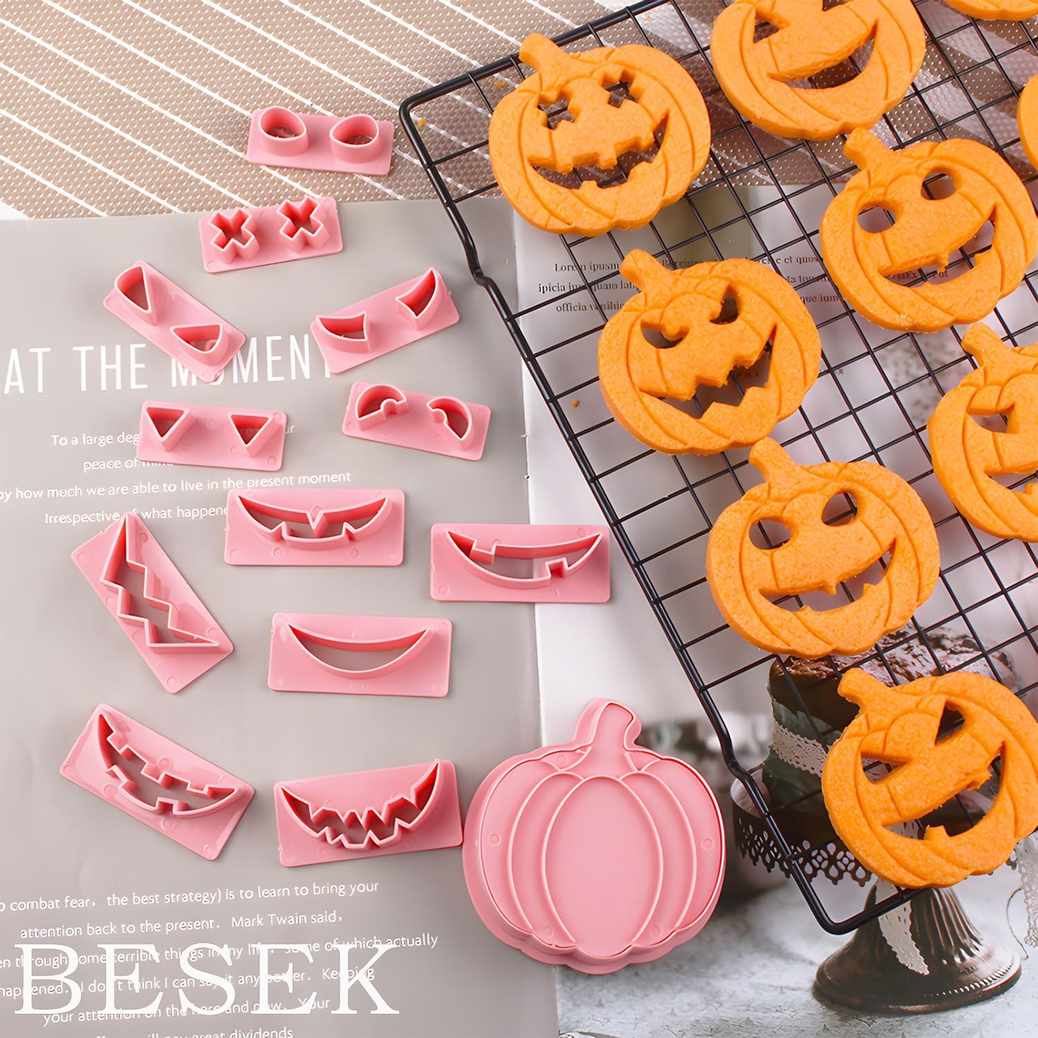 BESEK Halloween Cookie Cutters: 12 shape Pumpkin Cookie Cutter, Halloween Holiday Party Supplies for Biscuit Baking