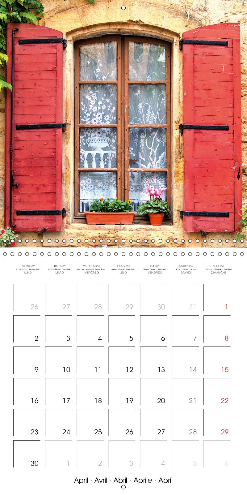 Fenetres de Provence calendario pared 2018 300 300 Mm Square