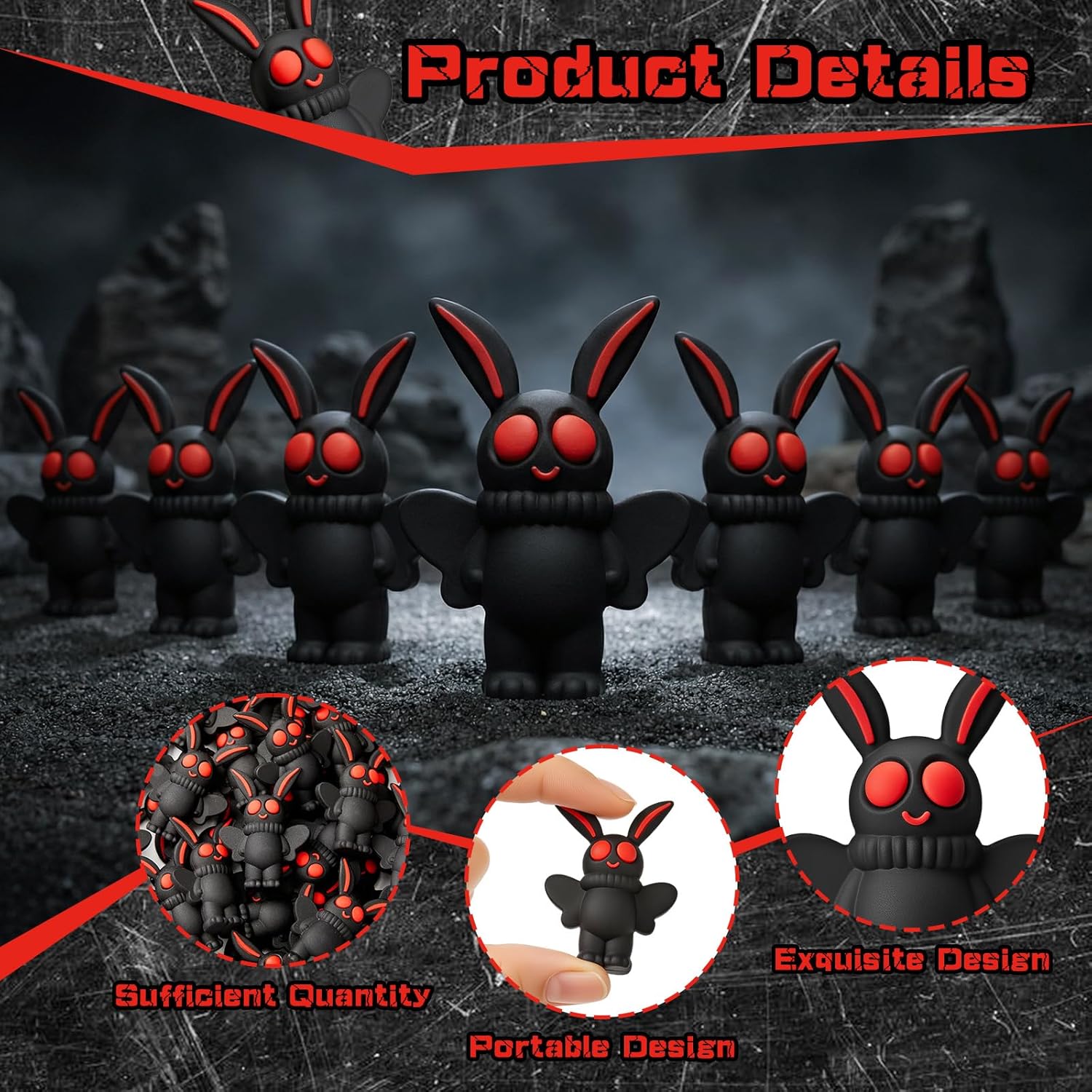 Chunful 25 Pcs Mini Mothman Figurines Small Moth Man Figures Tiny Mothman Statue for Cryptids Gag Easter Gift Hide and Seek Props Cake Garden Decor Birthday Holiday Party Favors (Black)