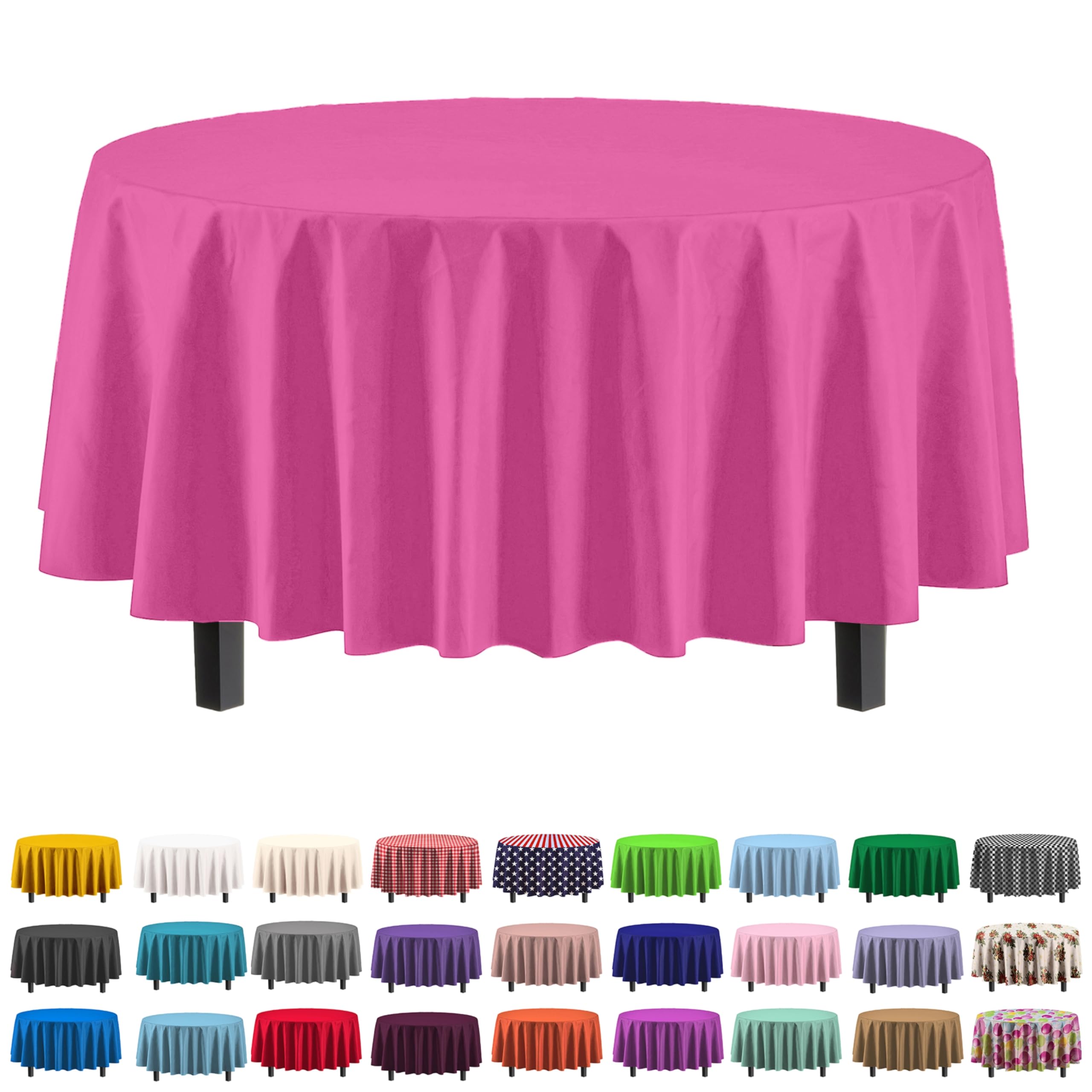 Nappe en plastique jetable ronde rose 213 cm grand lot de 12 nappes de table