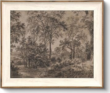 Framed Canvas Wall Art for Living Room Decor, Vintage Neutral Brown Woodland Landscape Painting Farmhouse Canvas Prints Artwork, Antique Wall Pictures Decor for Bedroom Gallery Office, Bathroom Wall Decor - 10x12Inch