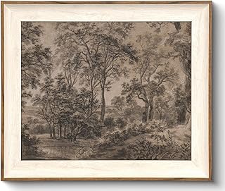 Framed Canvas Wall Art for Living Room Decor, Vintage Neutral Brown Woodland Landscape Painting Farmhouse Canvas Prints Artwork, Antique Wall Pictures Decor for Bedroom Gallery Office, Bathroom Wall Decor - 10x12Inch