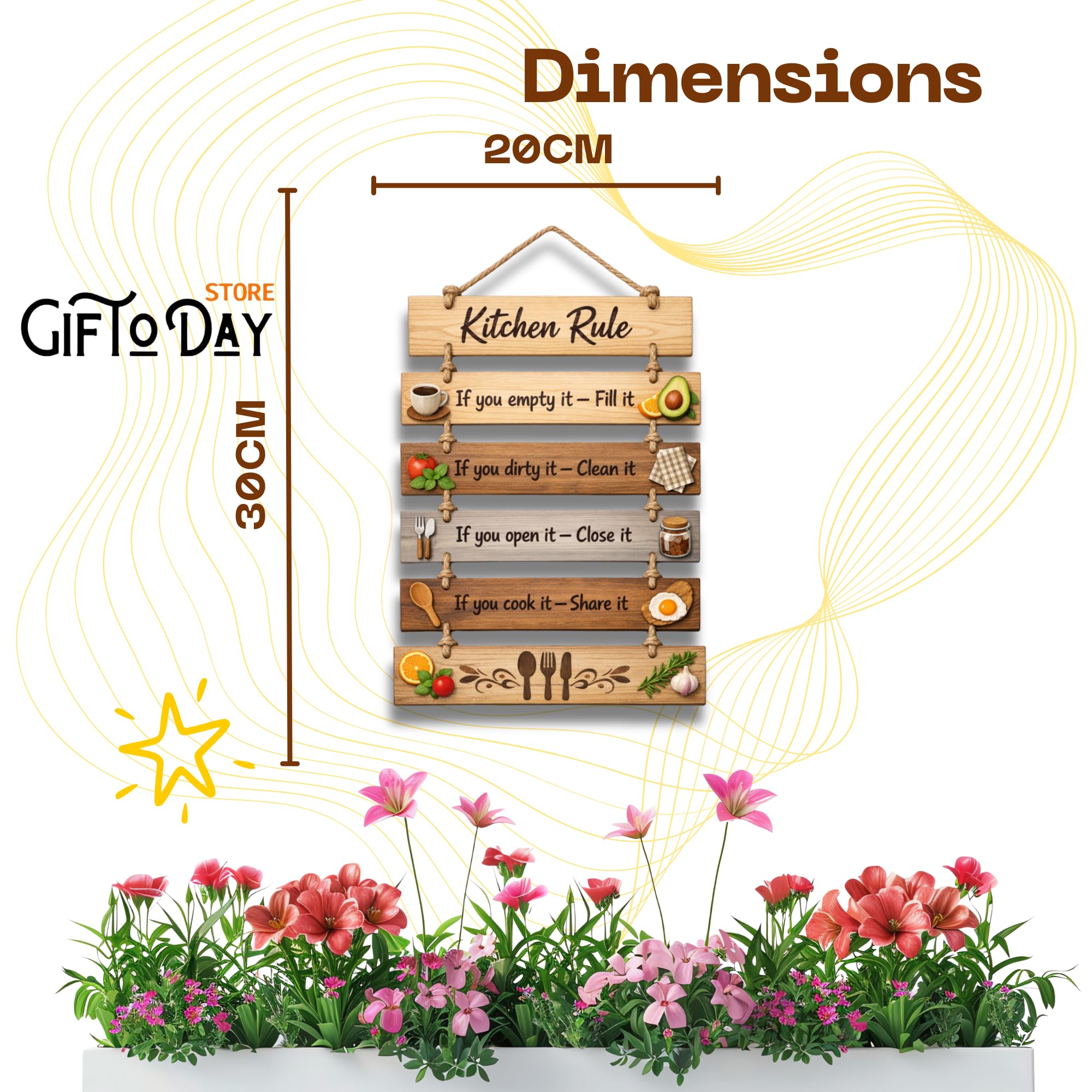 GiftOday Wooden Wall Hanging for Home & Kitchen Decor | Inspirational & Decorative Wall Art for Living Room, Bedroom, Kitchen & Office | Modern Rustic MDF Wall Hanging Ornament 2