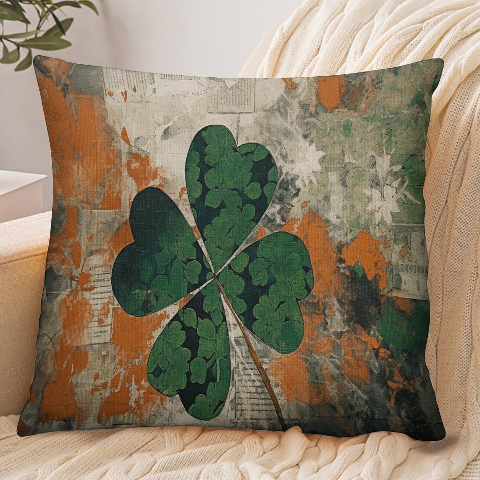 Fekiloot Style Green Leaves Image Pillowcase Pillow Sham Pillow Case