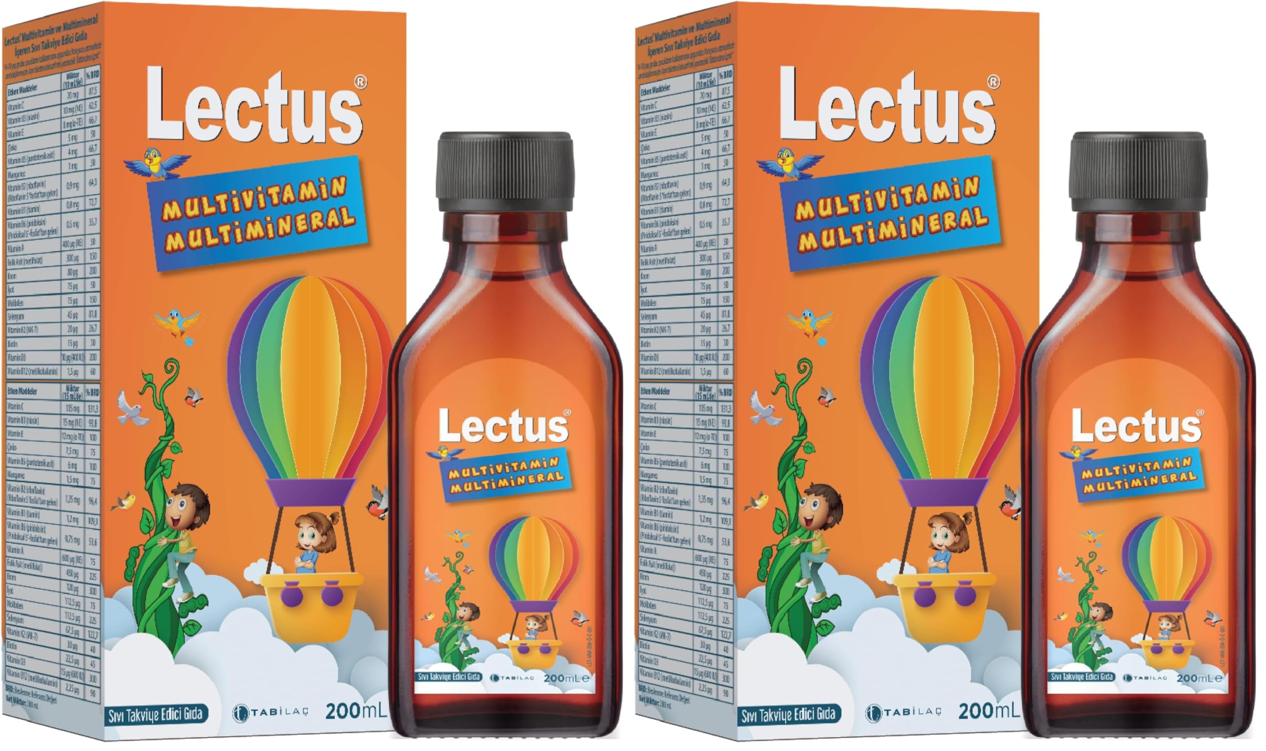 Lectus Multivitamin Multimineral Şurup 200 Ml (2 paketi)