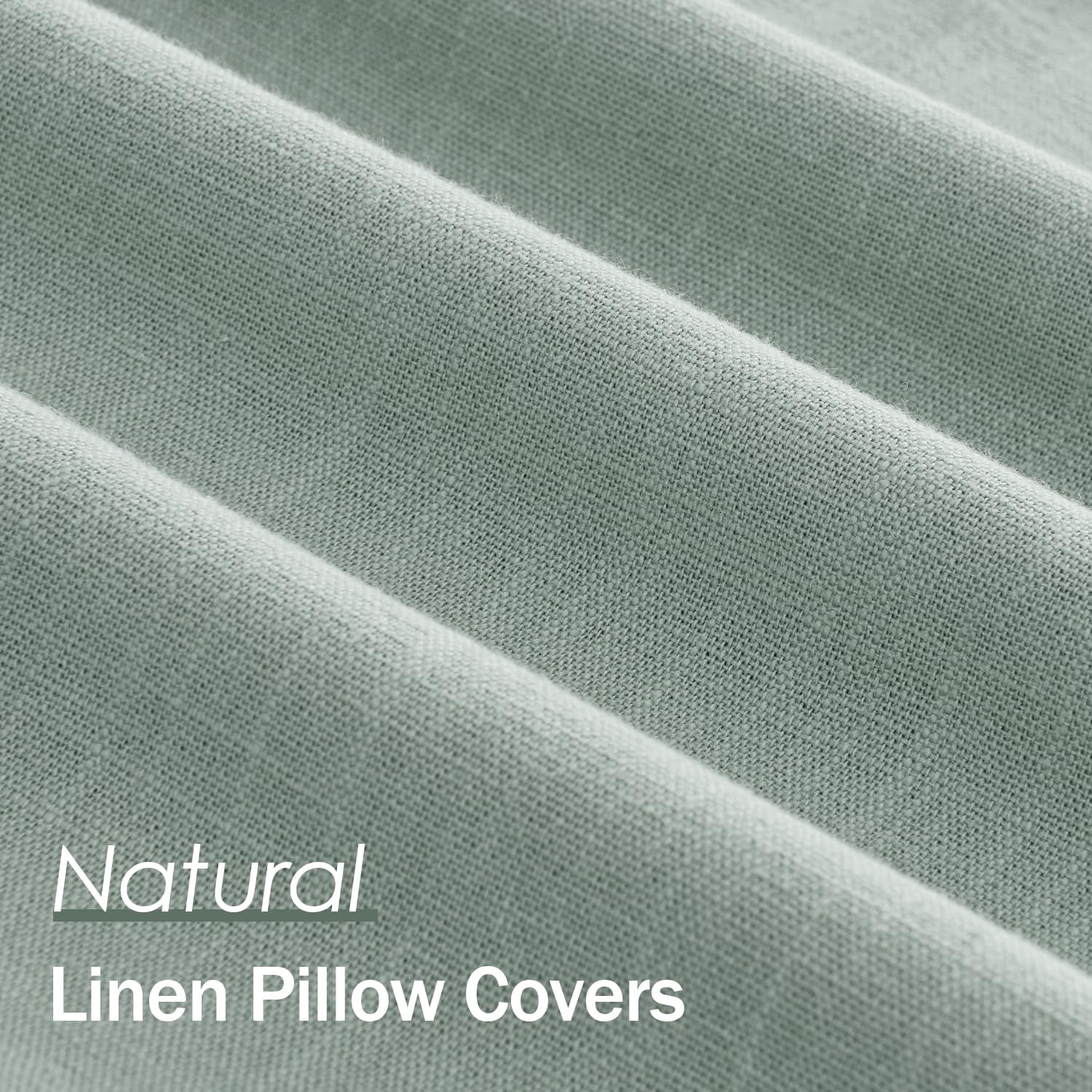 ANRODUO Confezione da 2 federe decorative in lino, verde acqua, neutro