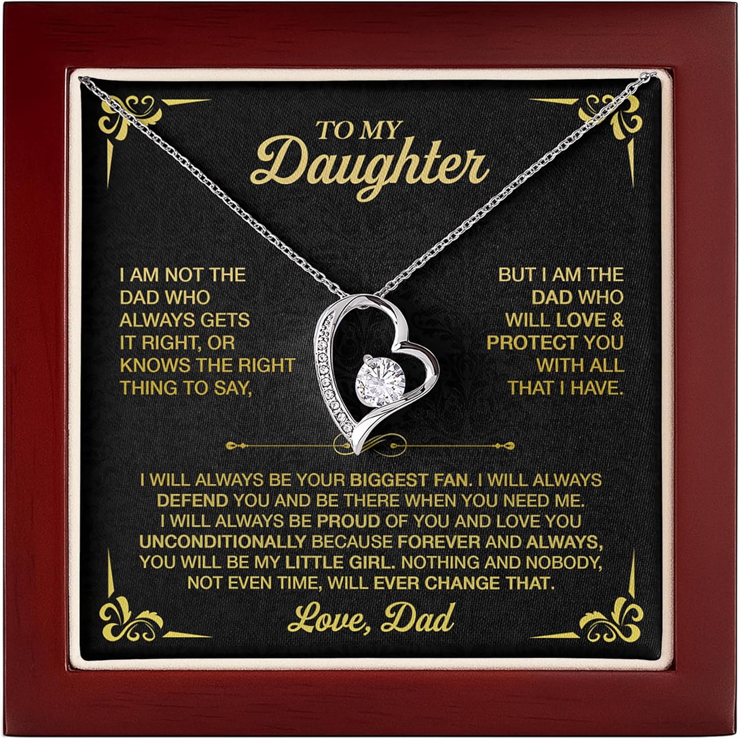 To My Daughter Necklace From Dad, Birthday Gift for Daughter from Dad With Inspirational Message Card And Gift Box
