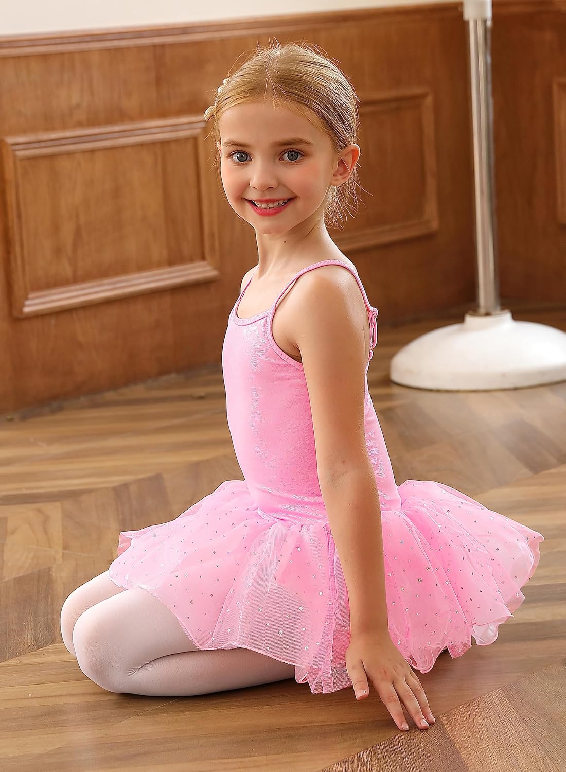 XiaoMoSha Dance Leotard for Girls Tutu Skirted Leotard Ballerina Dancewear Party Dress Outfit Sparkles Mermaid Bodysuit - Image 5