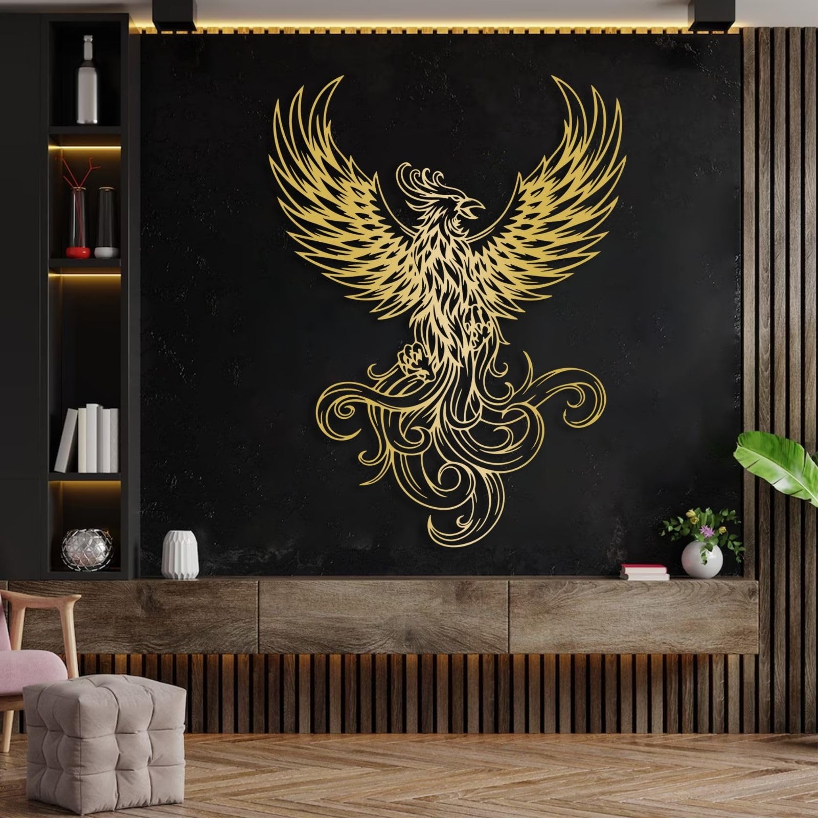 Kewhush Metal Phoenix Wall Art, Metal Bird Wall Decor, Phoenix Wall Art, Metal Phoenix Wall Decor, Metal Wall Art, Mythical Wall Art, Animal Wall Art,