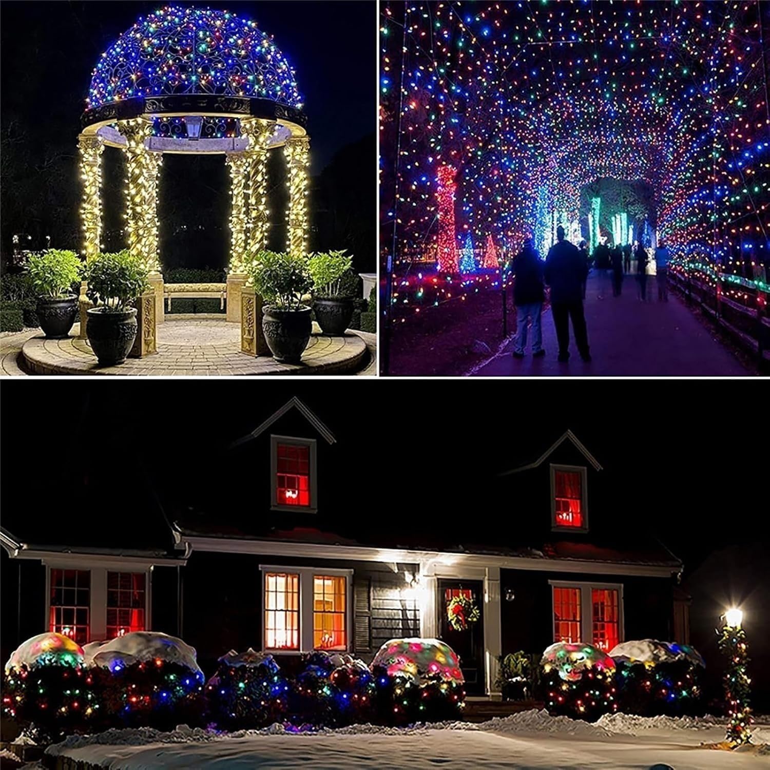 Red De Luces Navideñas con 200 LED Que Cambian Color, Conectable Control Remoto, Impermeable, Enchufe, Ideal For Halloween, Arbustos(Color,10m x 8m 2000led)