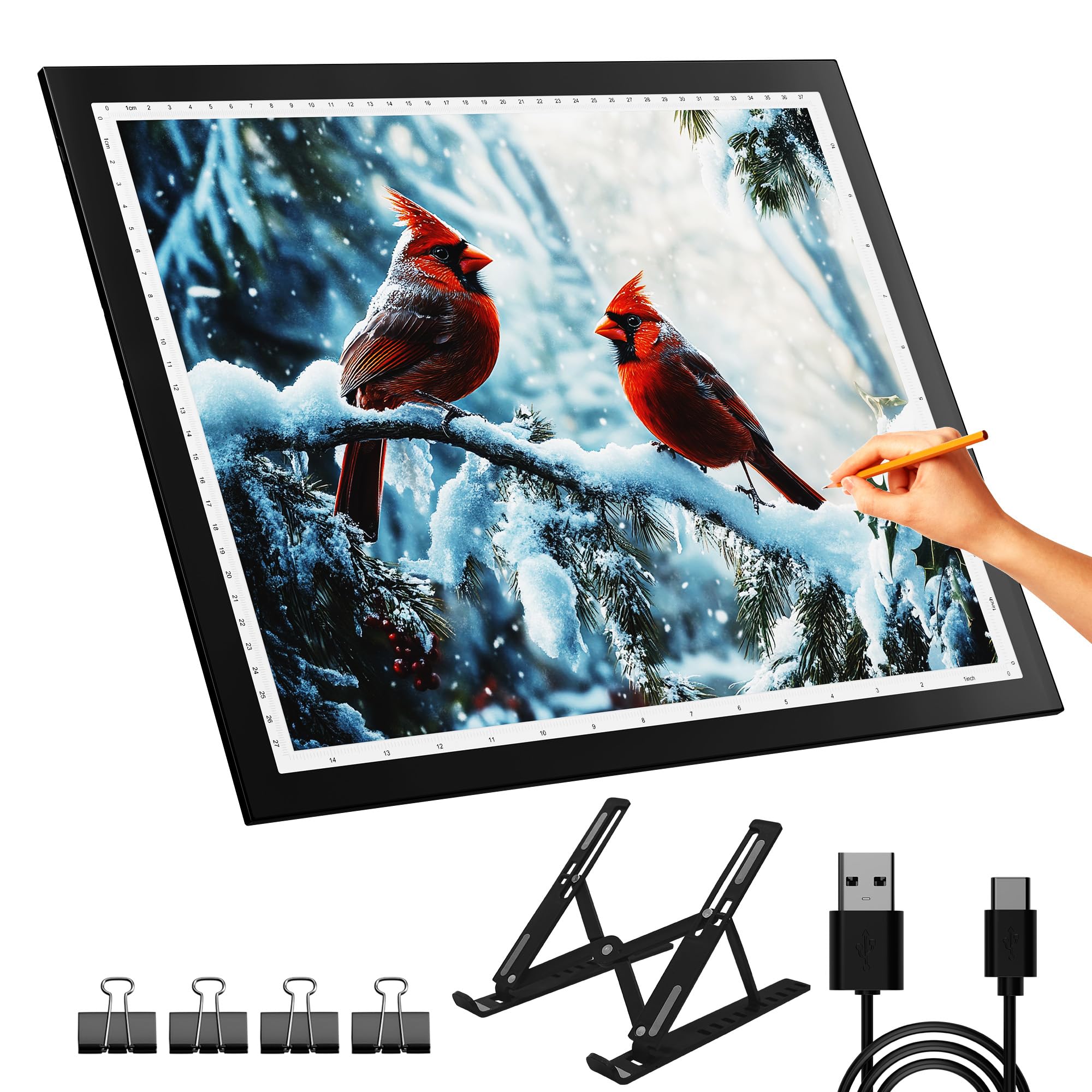 DONPODERLight Pad for Diamond Painting,5500 Lux Super Bright Diamond Art Light Board with Stand, 10 Level Stepless/Step Dimming Light Box for tracing,Artists,Drawing,Sketching,Animation（42 * 32cm