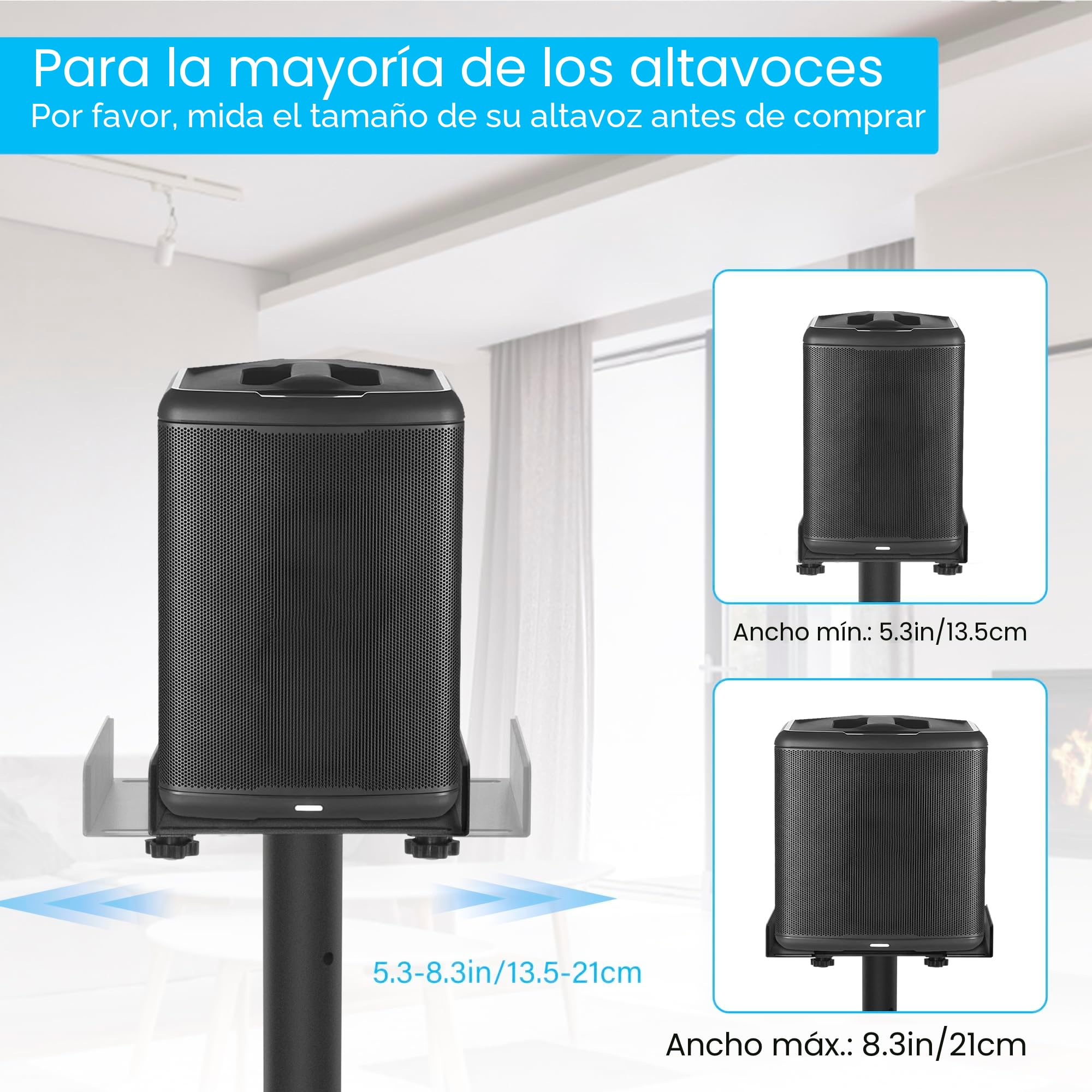 OUUTMEE Soporte de altavoz de altura ajustable entre 78 y 104 cm, soporte para altavoz de pie, ancho de la plataforma de soporte: 13,5 a 22 cm, compatible con una amplia gama de modelos de altavoces