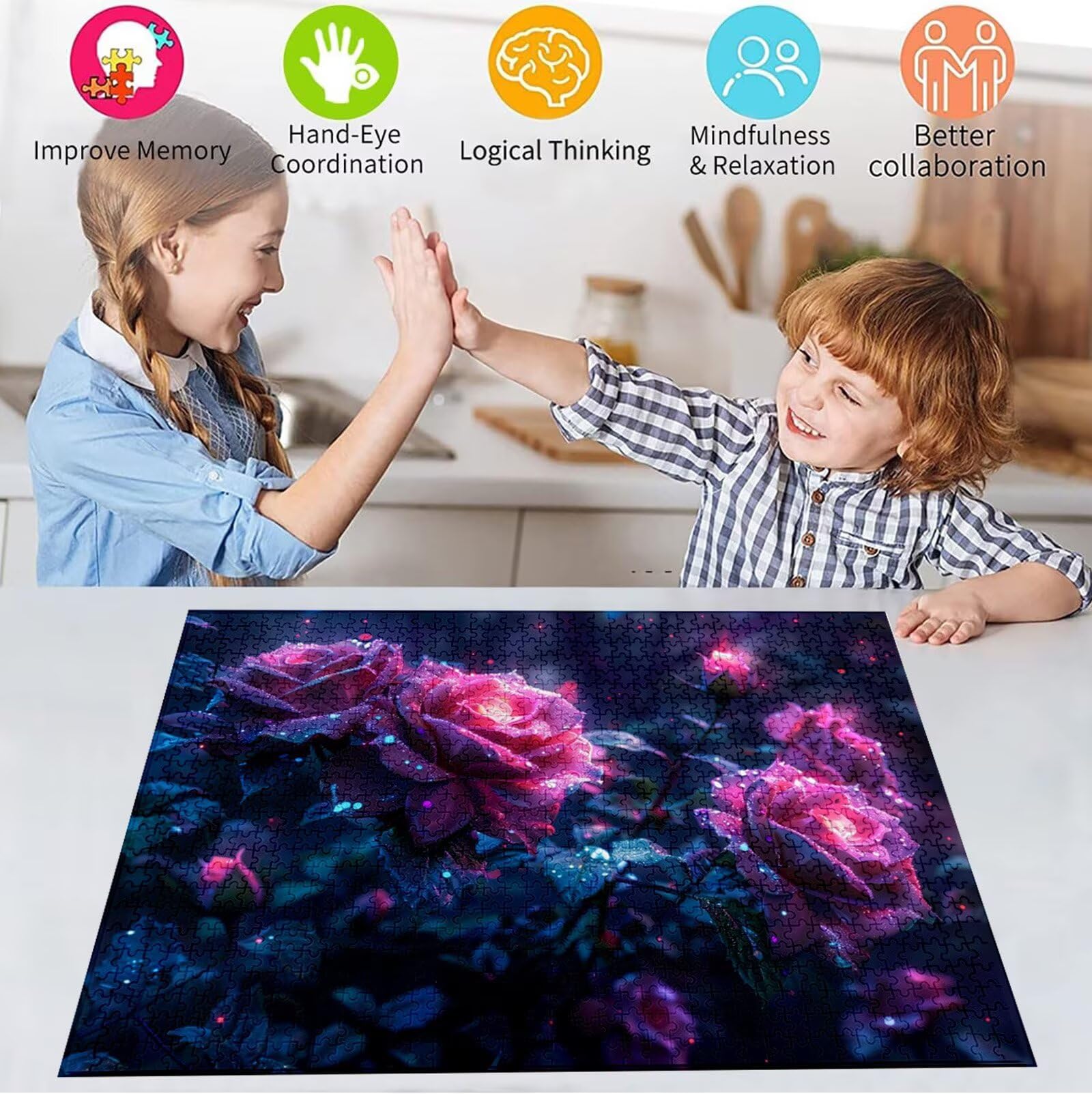 Puzzle 2000 Pezzi, 3 4 5 Anni Puzzle Viola 6 7 8 Anni Giochi Educativi Sostenibili Con Motivi Per Adulti Da Gioco in Legno Di Alta Qualità Jigsaw Rosa per Gioco Familiare, 2026 Regalo Natale H-6998