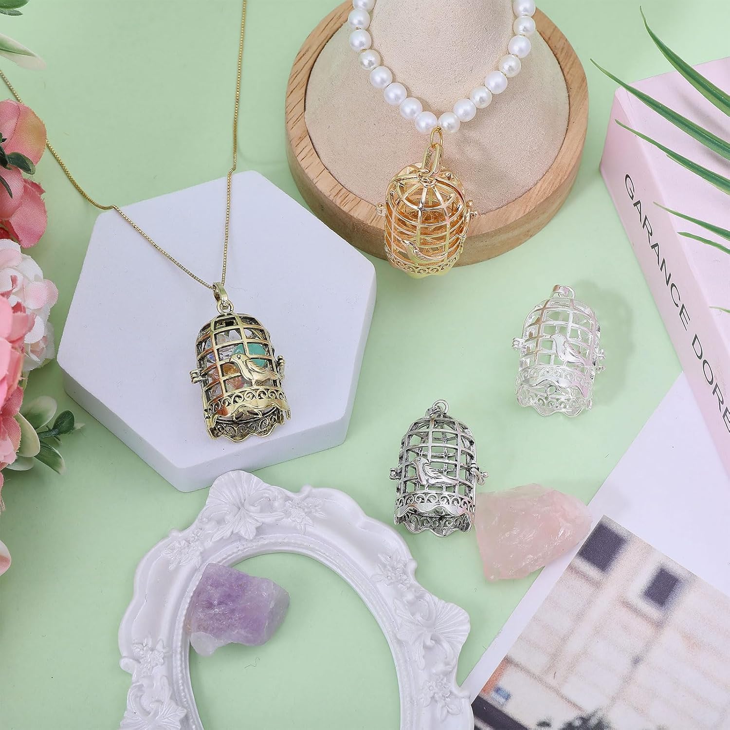 CHGCRAFT 4 Pcs 4 Colors Bird Cage Pendant Alloy Bird Cage Charms Bird Cage Pendant Charms for Jewelry Making Earring Necklace Bracele DIY Craft Supplies - Image 5