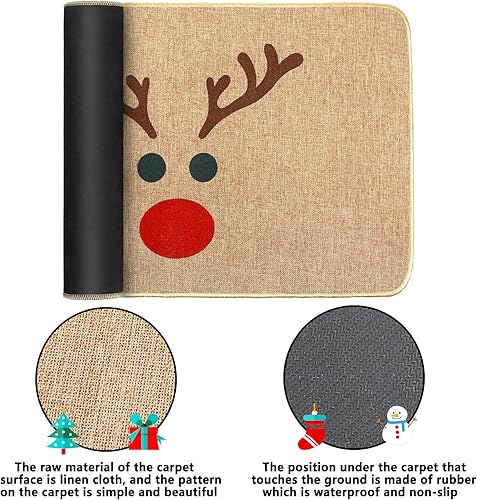 Miniatura 5 de Erweicet Tapete de Navidad de bienvenida de Navidad, antideslizante y lavable, tapete de invierno con parte trasera de goma, tapete de puerta de