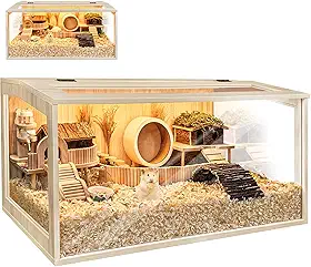 Prolee Gaiola para hamster de madeira, 81 cm, ratos e ratos, abertura superior com folhas de acrílico sólido construído